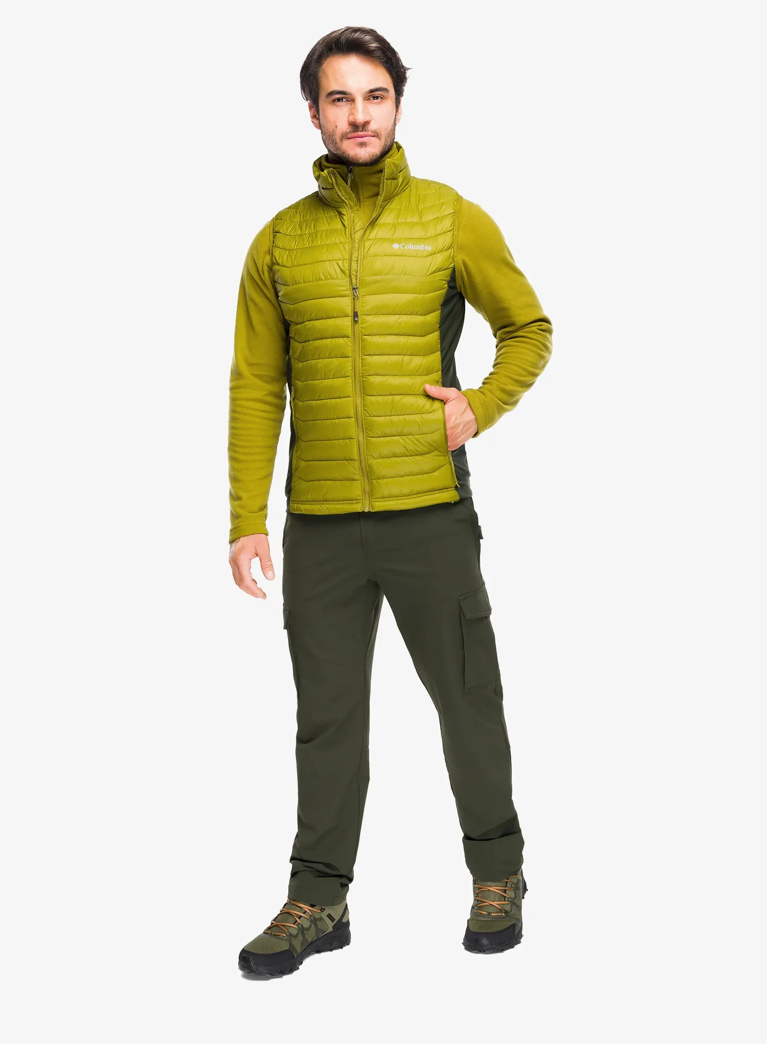 Brezrokavnik Columbia Powder Pass Hybrid Vest - mossy green/greenscape