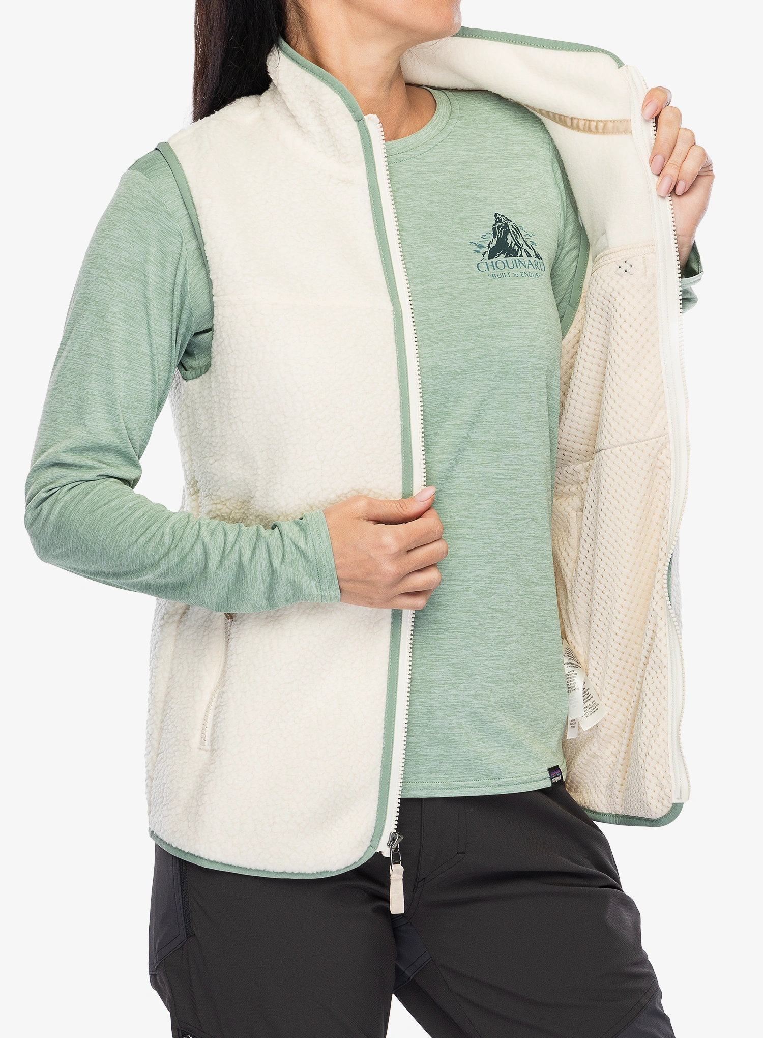 Ženski brezrokavnik Patagonia Retro Pile Vest - natural/ellwood green