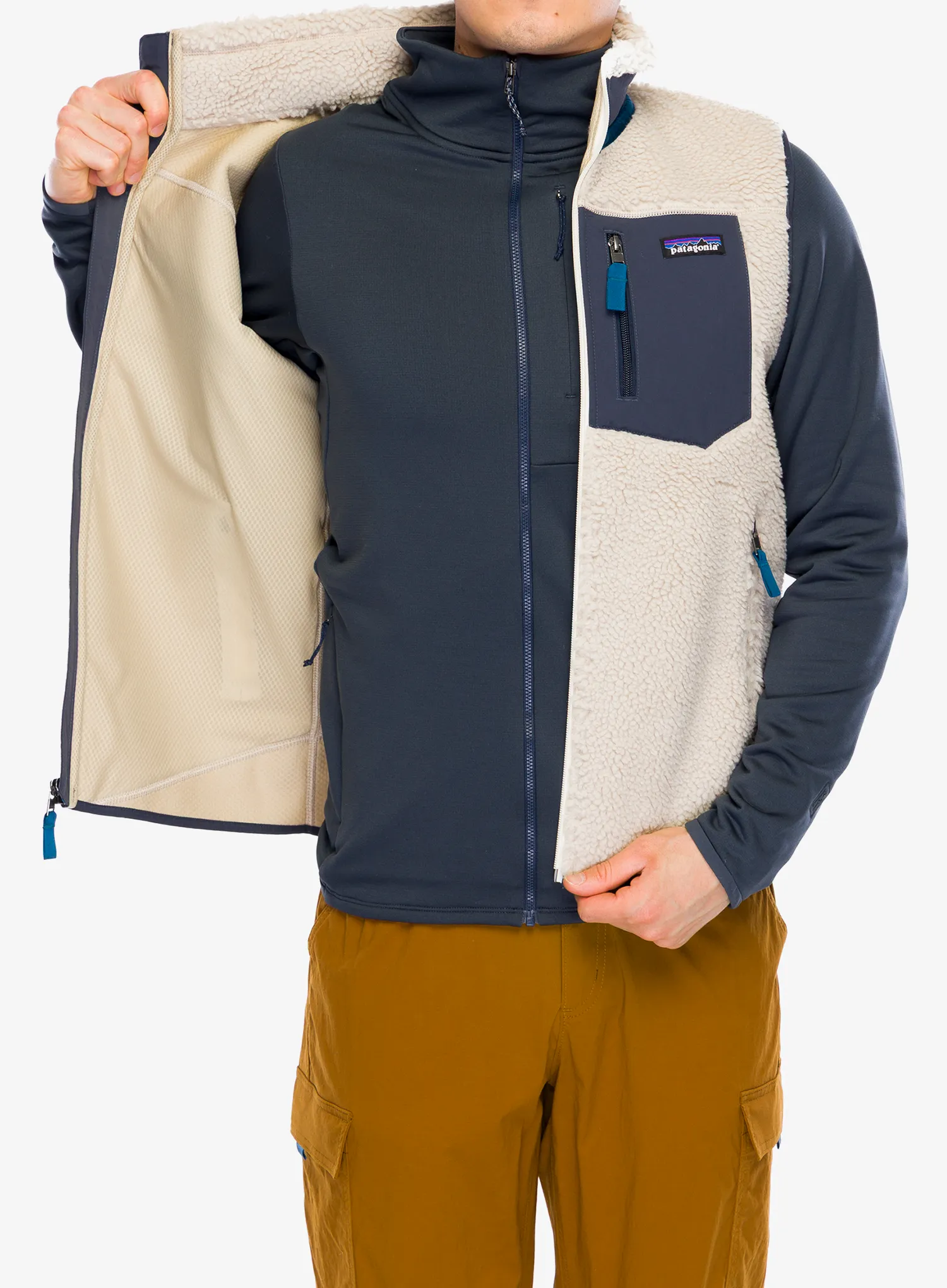 Brezrokavnik Patagonia Calssic Retro-X Vest - natural/smolder blue