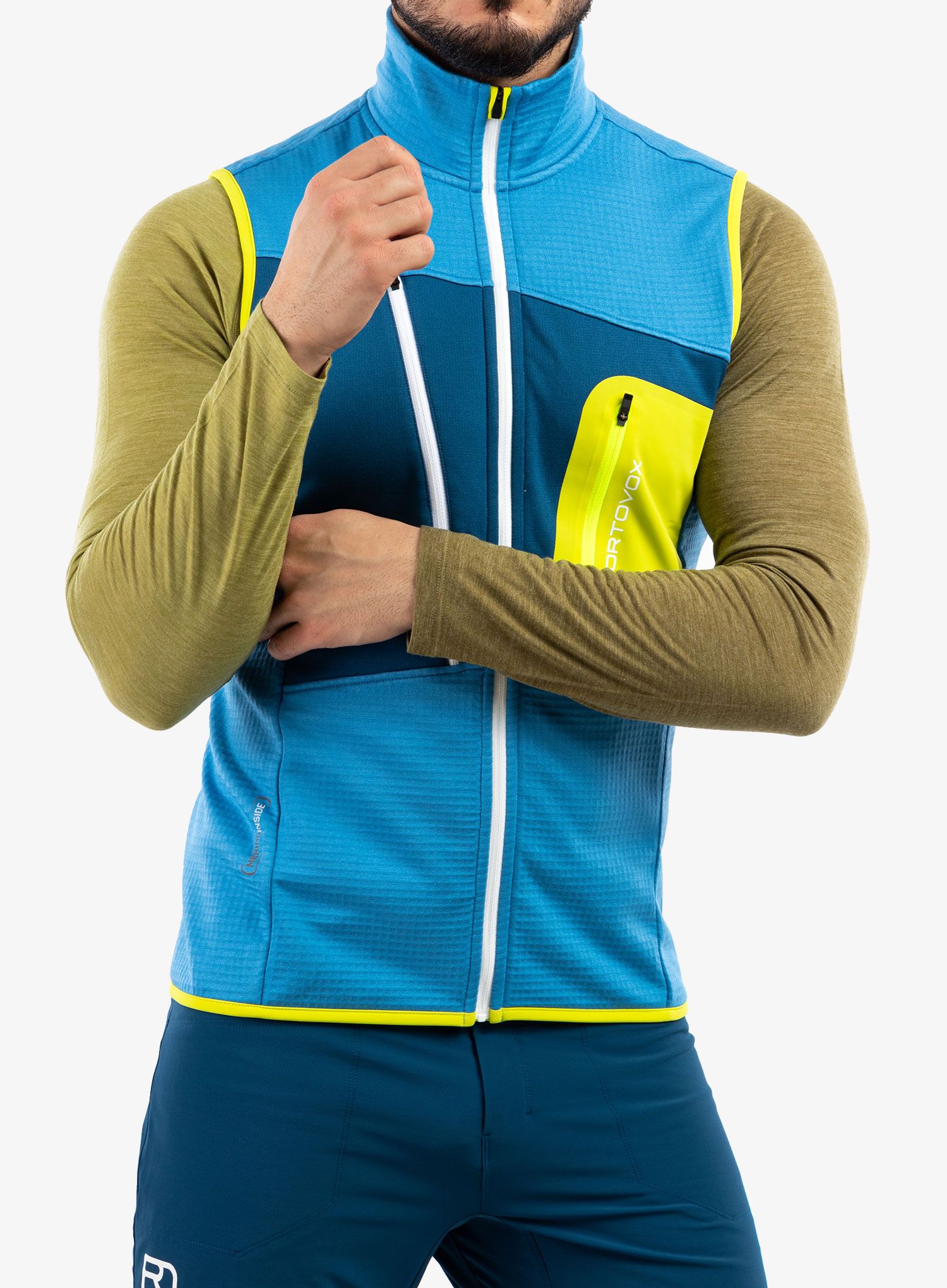 Moški brezrokavnik Ortovox Fleece Grid Vest - heritage blue