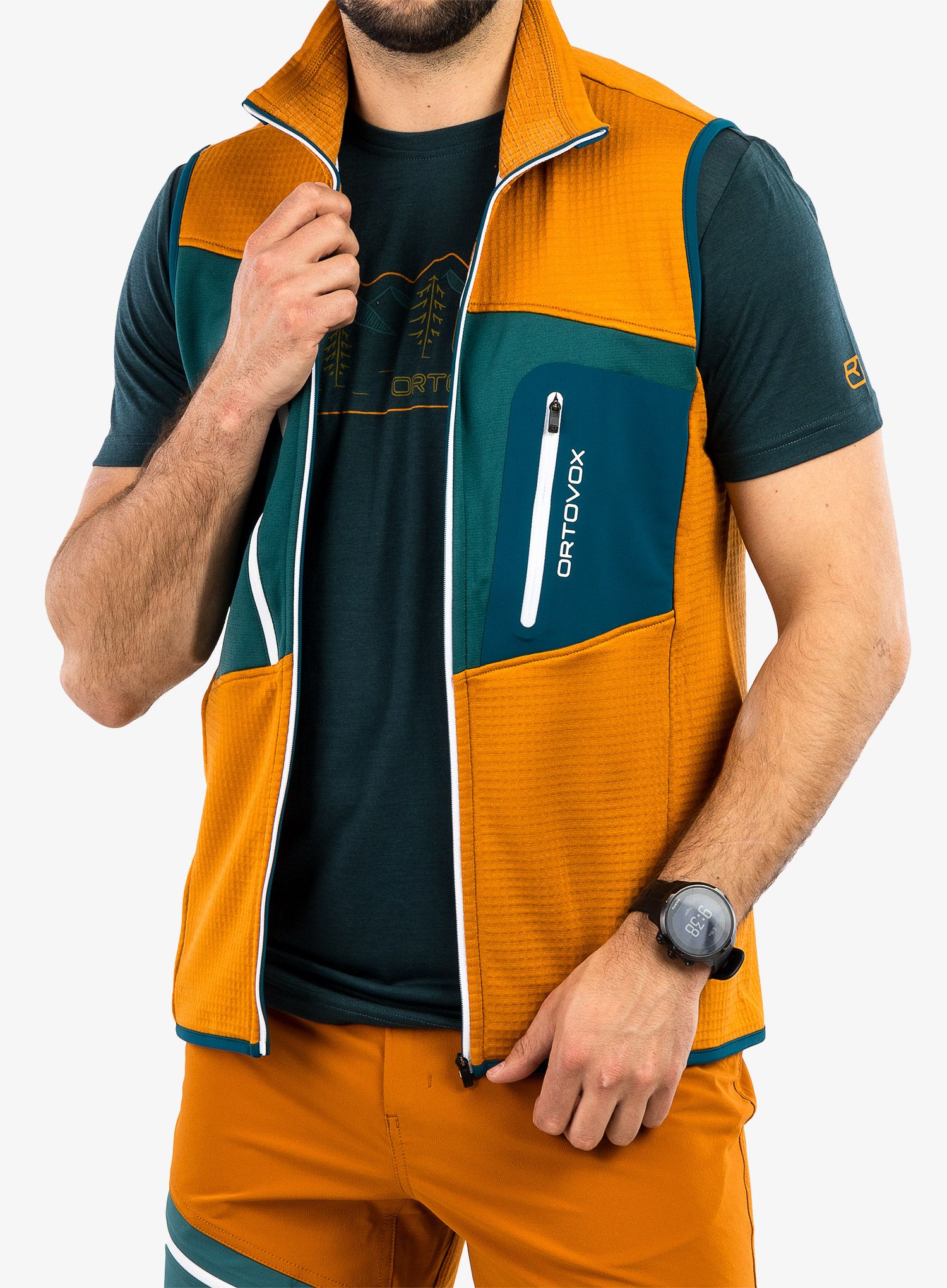 Moški brezrokavnik Ortovox Fleece Grid Vest - sly fox