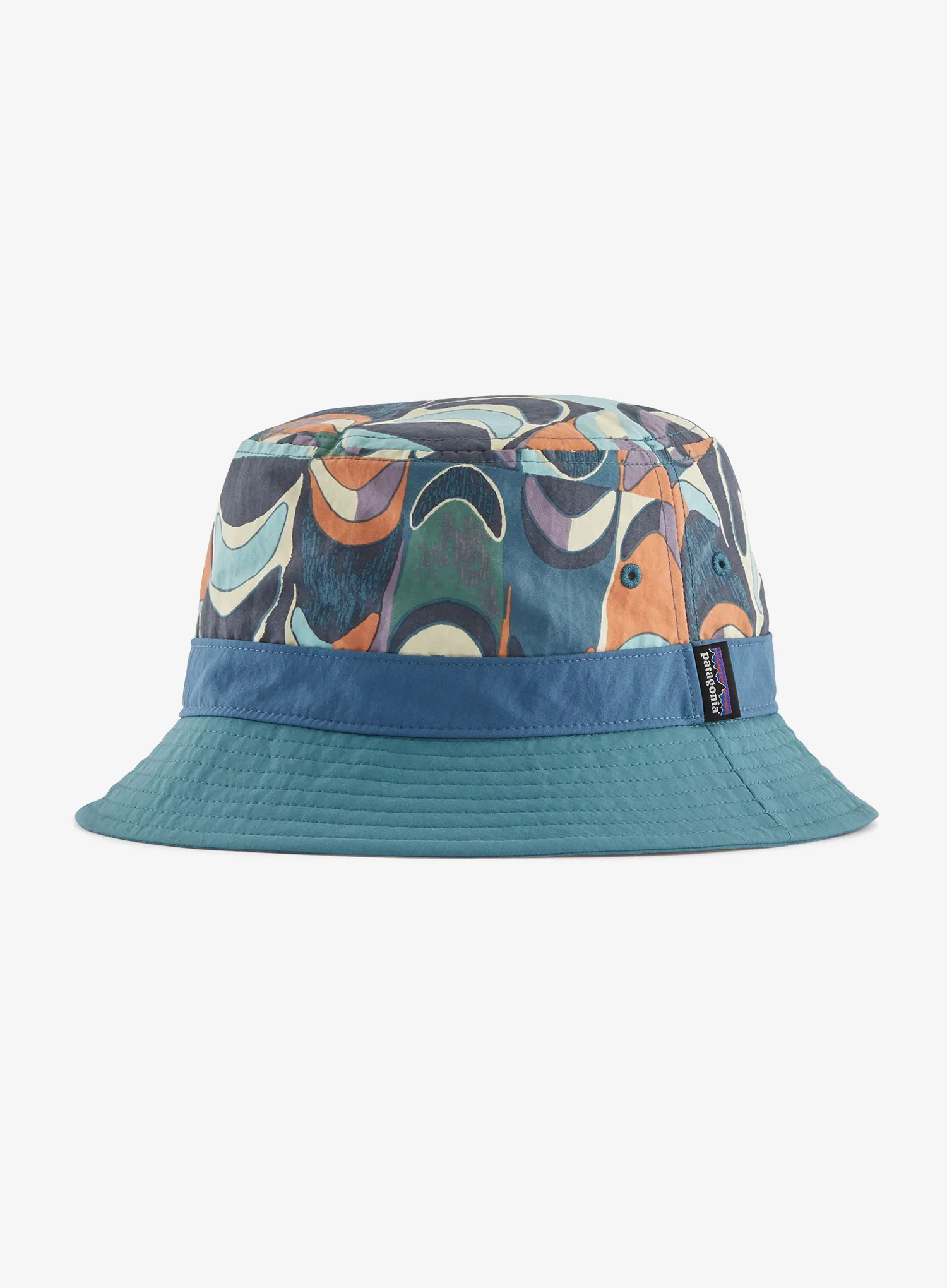 Pohodniški klobuk Patagonia Wavefarer Bucket Hat - swallowtail geo/still blue