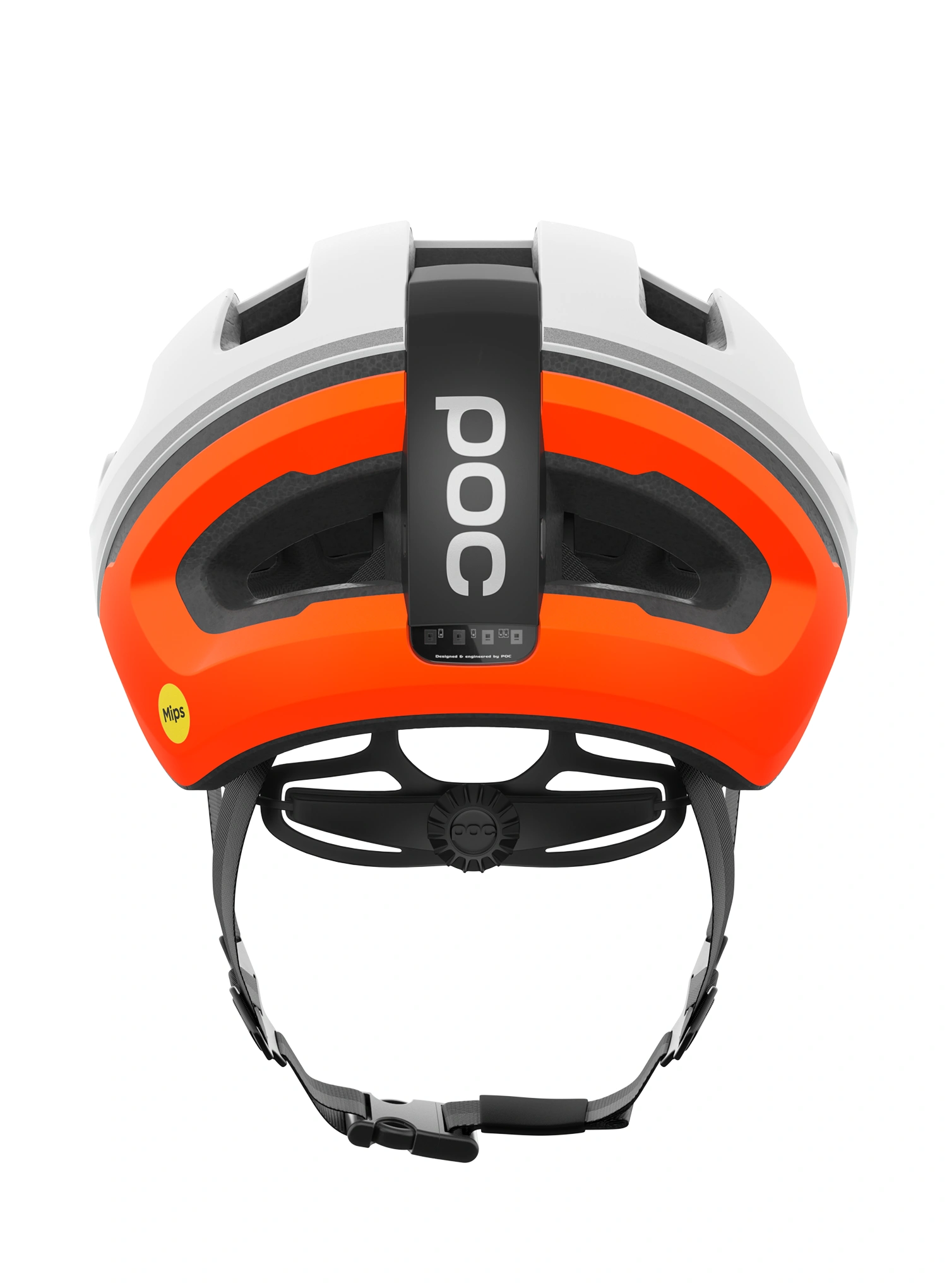 Cestna kolesarska čelada POC Omne Beacon Mips - hydro white/fluo orange matt