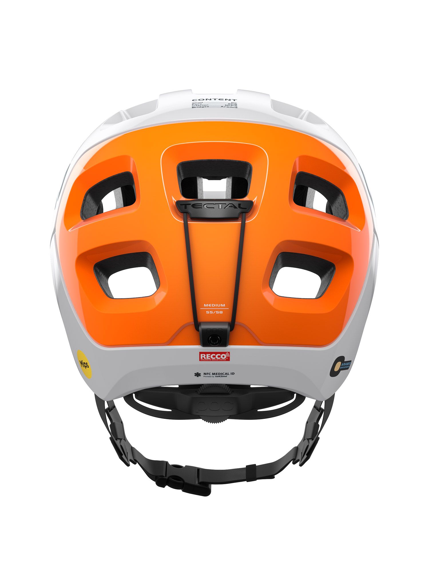 Kolesarska čelada POC Tectal Race Mips NFC - white/fluorescent orange