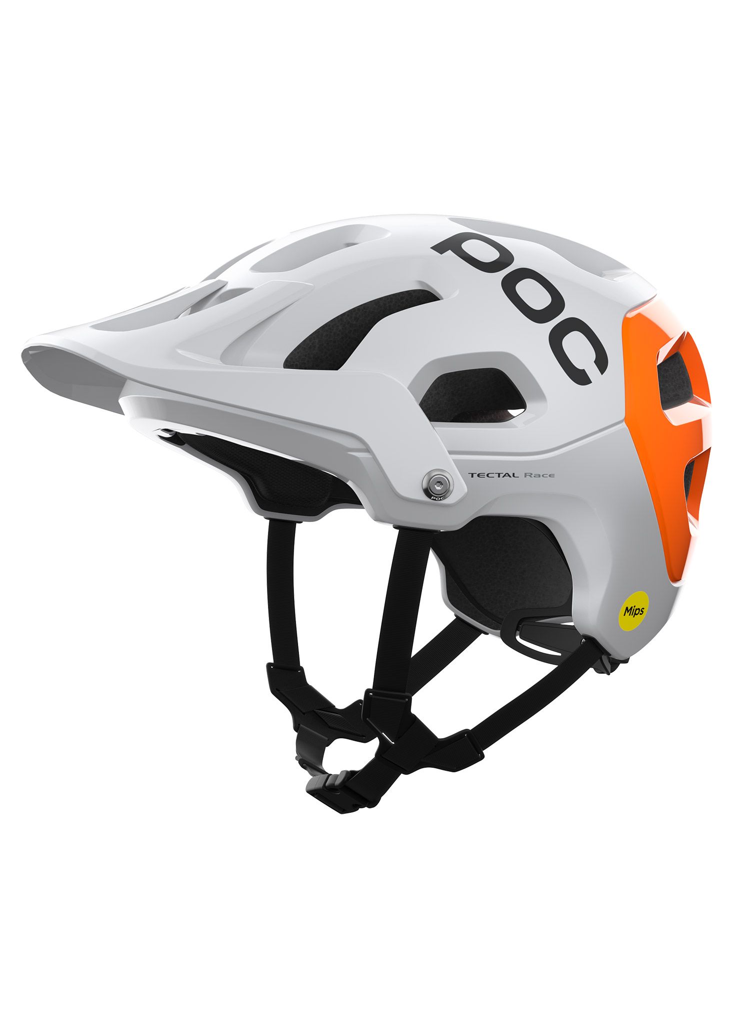 Kolesarska čelada POC Tectal Race Mips NFC - white/fluorescent orange