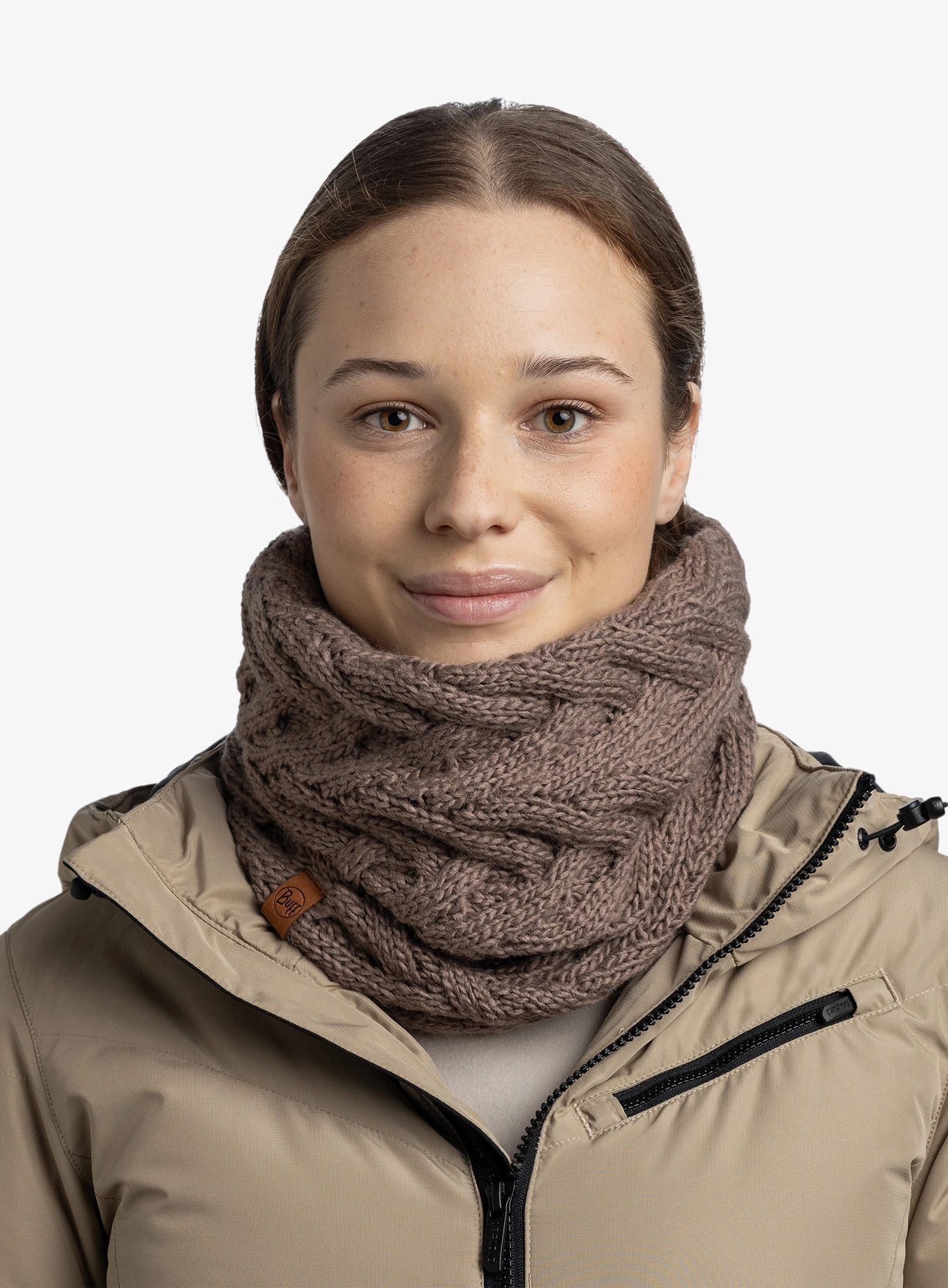 Šal za vrat Buff Knitted&Fleece Neckwarmer Caryn - cobblestone