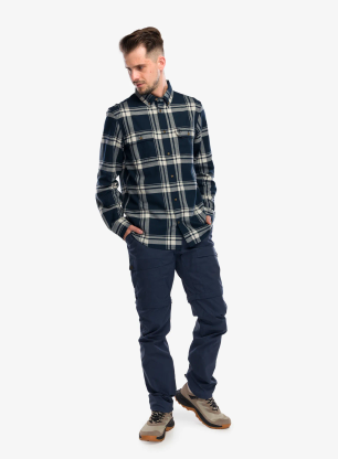 Pohodniška srajca Fjallraven Ovik Lite Flannel Shirt - dark navy/chalk white