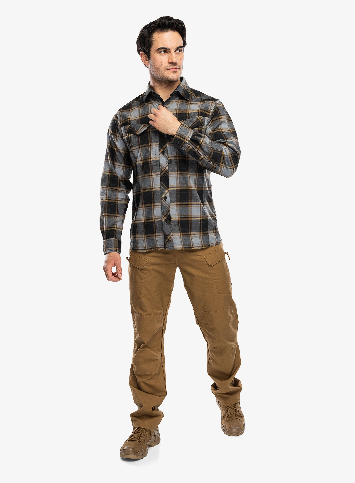 Pohodniška srajca Helikon-Tex Defender Mk2 Nylon Sorona Blend - dark ochre plaid