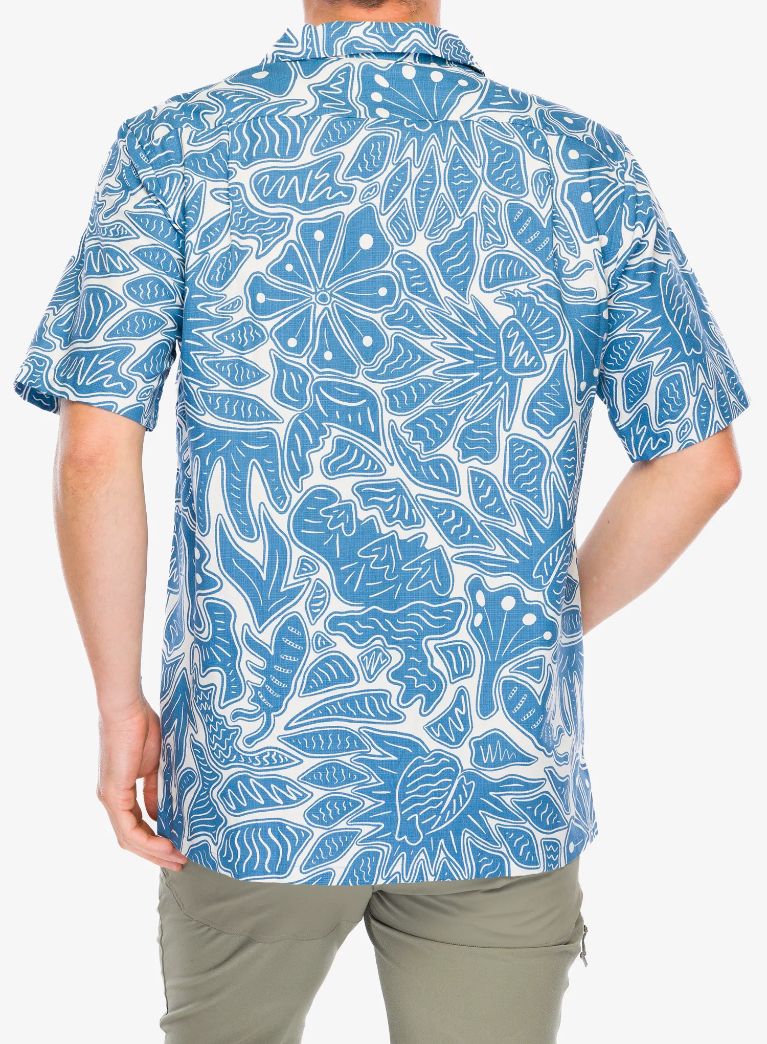 Pohodniška srajca Patagonia Tropical Island Camp Shirt - bees and flowers/still blue