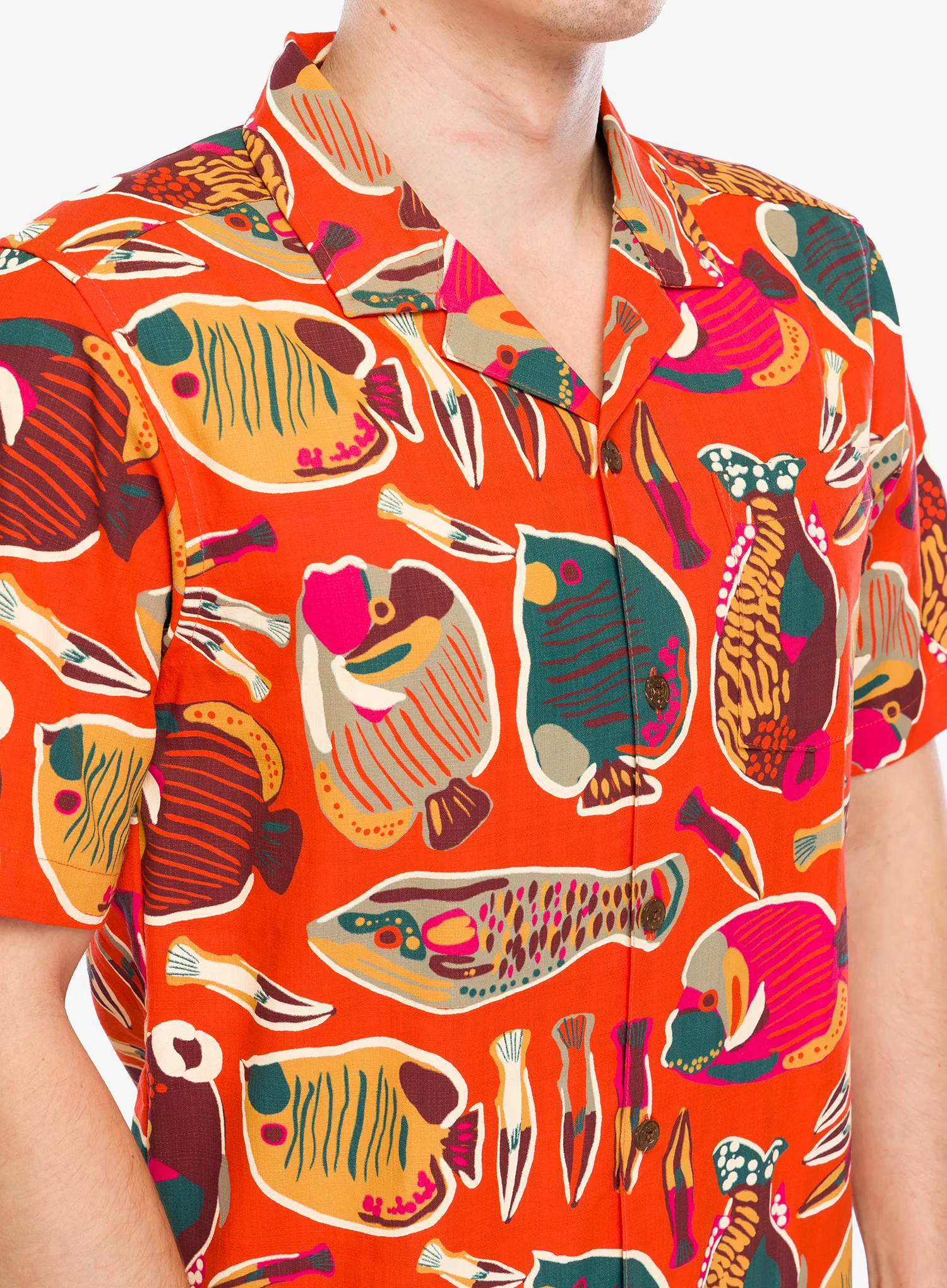 Pohodniška srajca Patagonia Tropical Island Camp Shirt - wrasse/pollinator orange