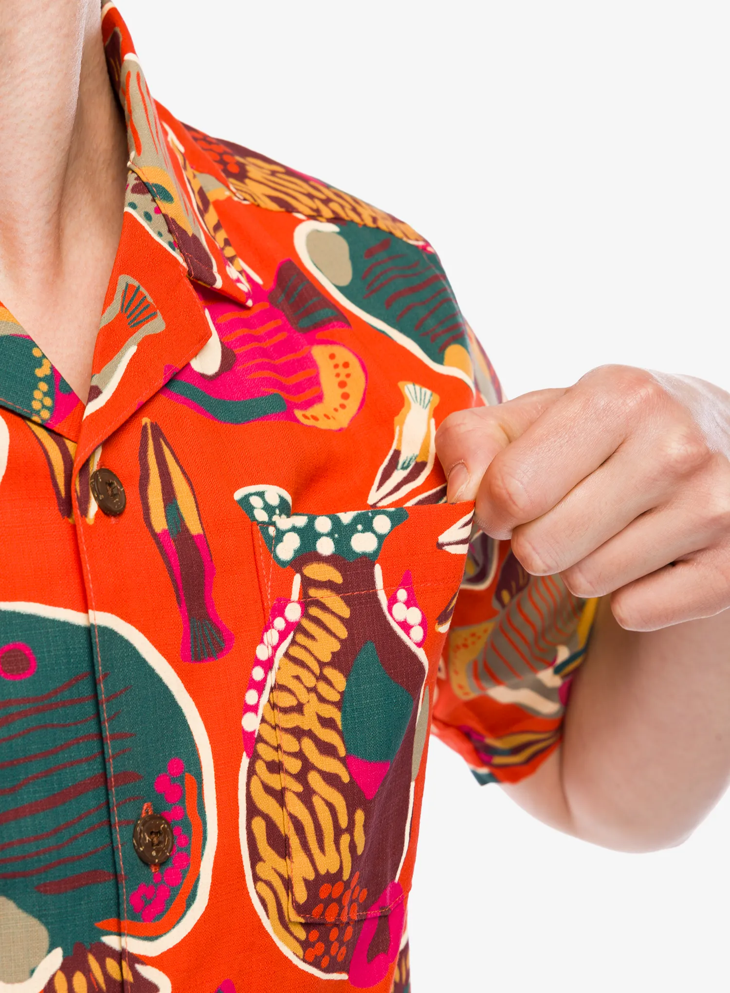 Pohodniška srajca Patagonia Tropical Island Camp Shirt - wrasse/pollinator orange