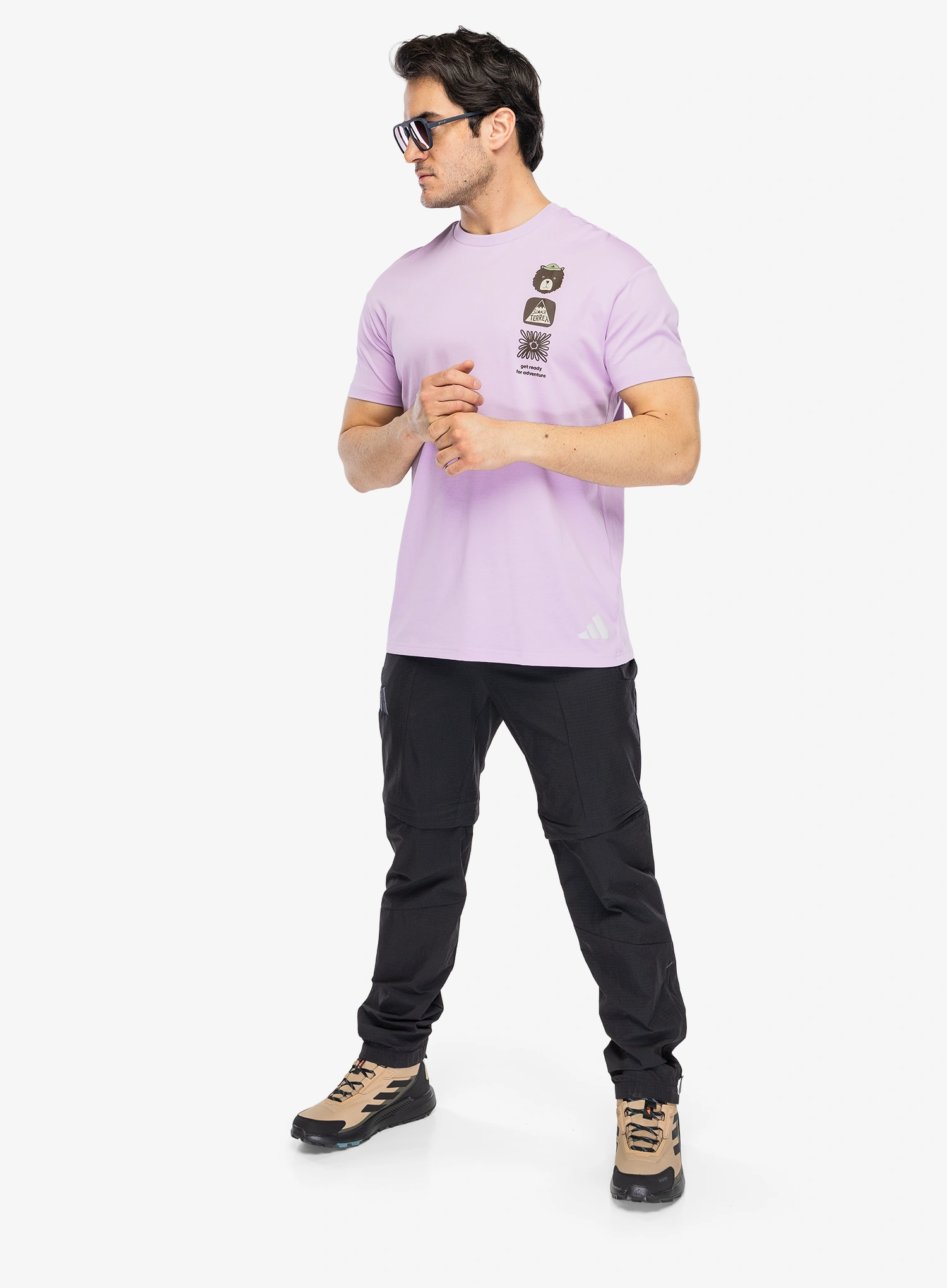 Bombažna majica adidas TERREX Multi Graphic T-shirt - powder plum