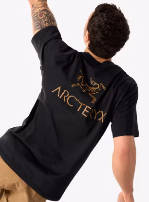 Bombažna majica Arcteryx Kragg SL Cotton Bird Word SS - 24k black