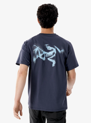 Bombažna majica Arcteryx Kragg SL Cotton Blurred Bird SS - black sapphire