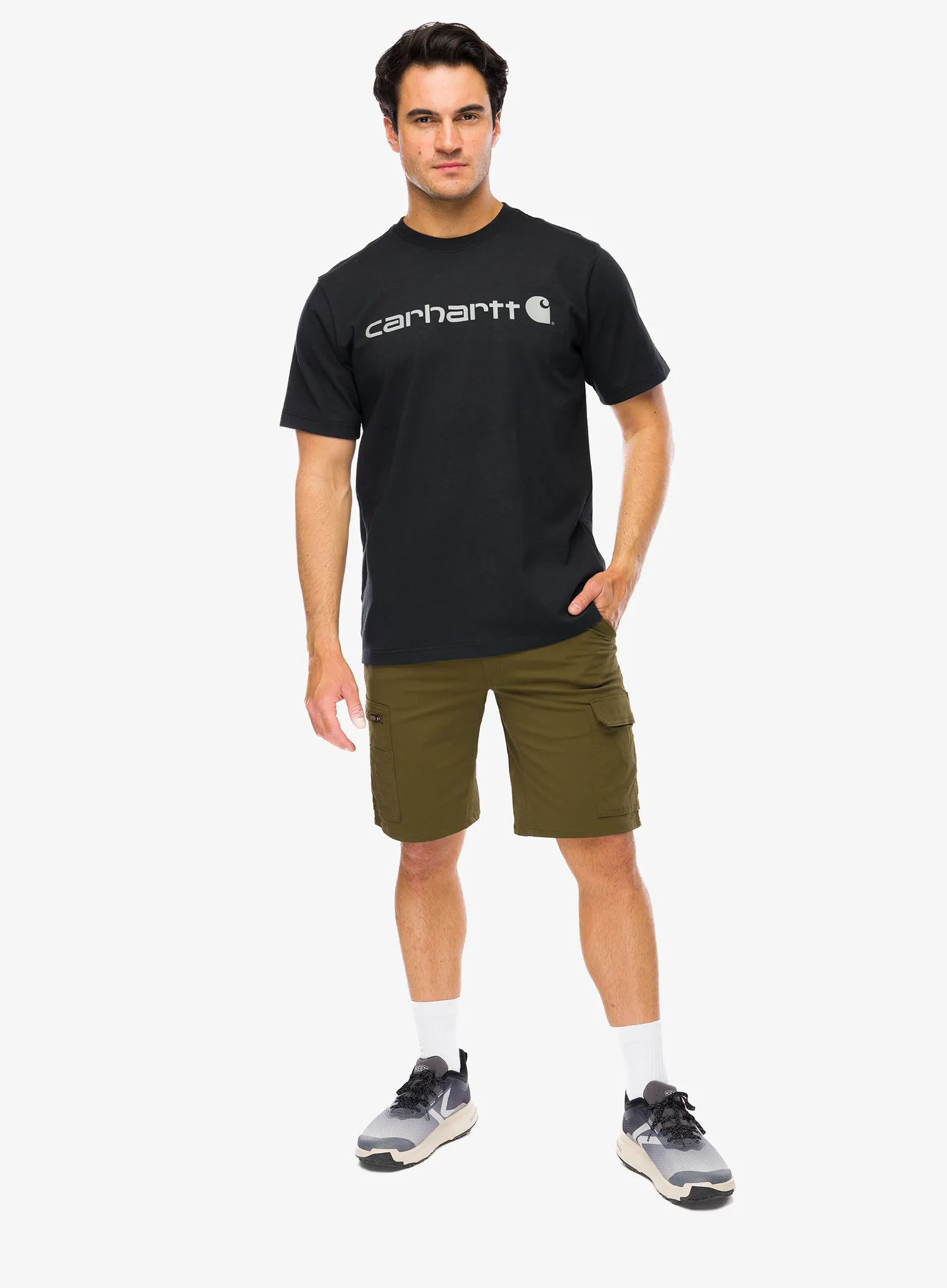 Bombažna majica Carhartt Dearborn Relaxed Logo T-Shirt - black/gray