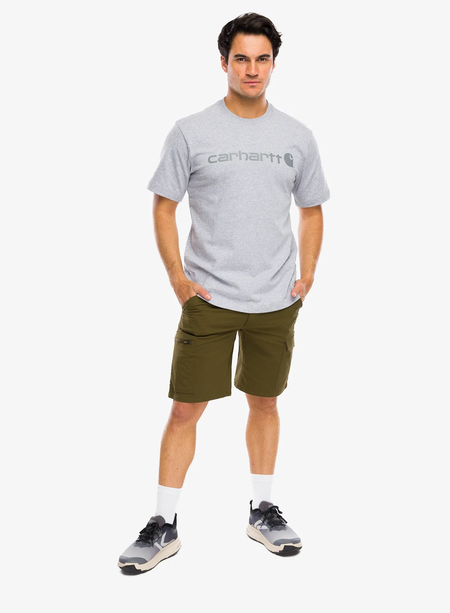 Bombažna majica Carhartt Dearborn Relaxed Logo T-Shirt - heather gray/gray