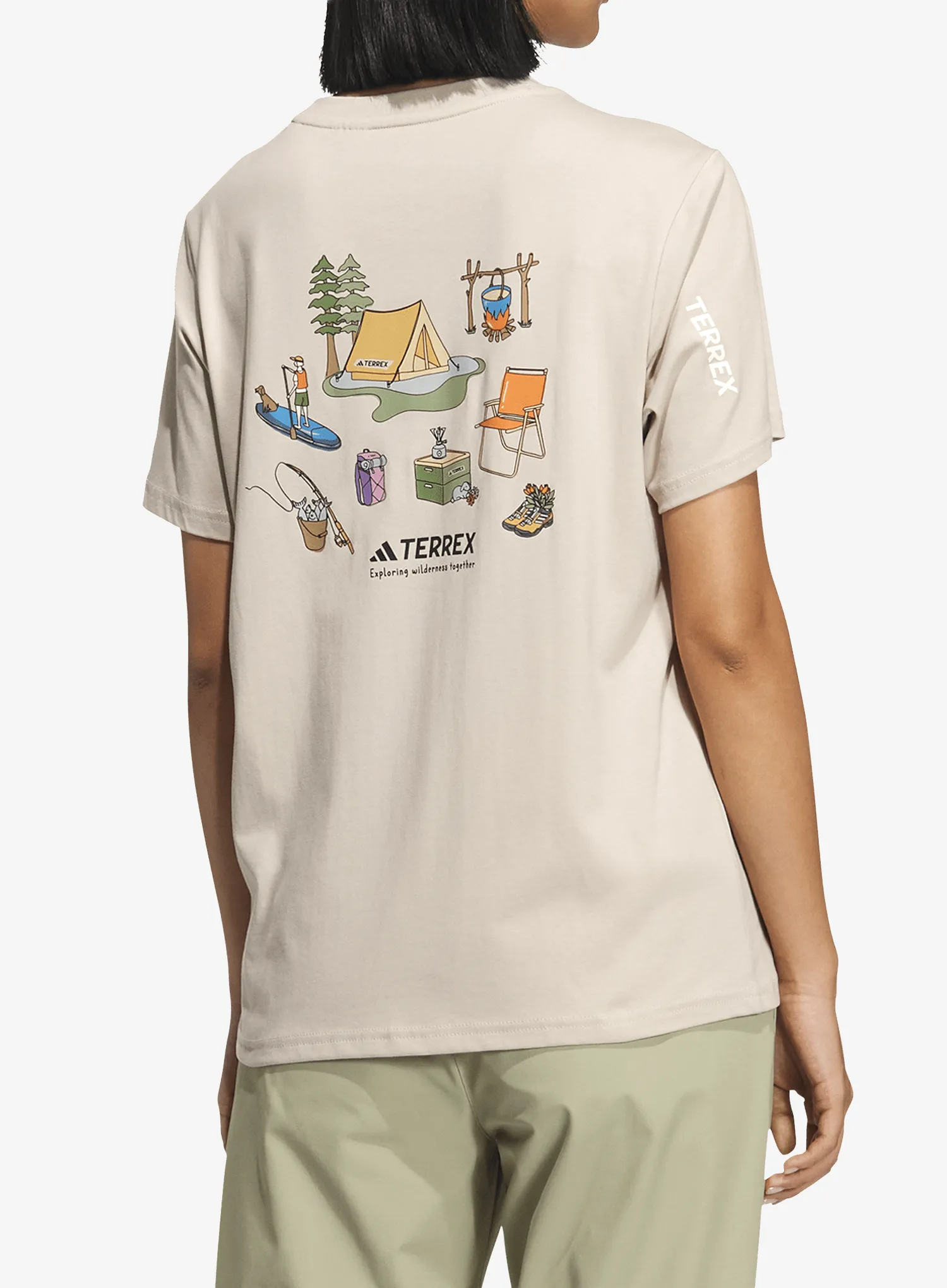 Ženska bombažna majica adidas TERREX Xploric Polygiene Graphic T-shirt - wonder taupe