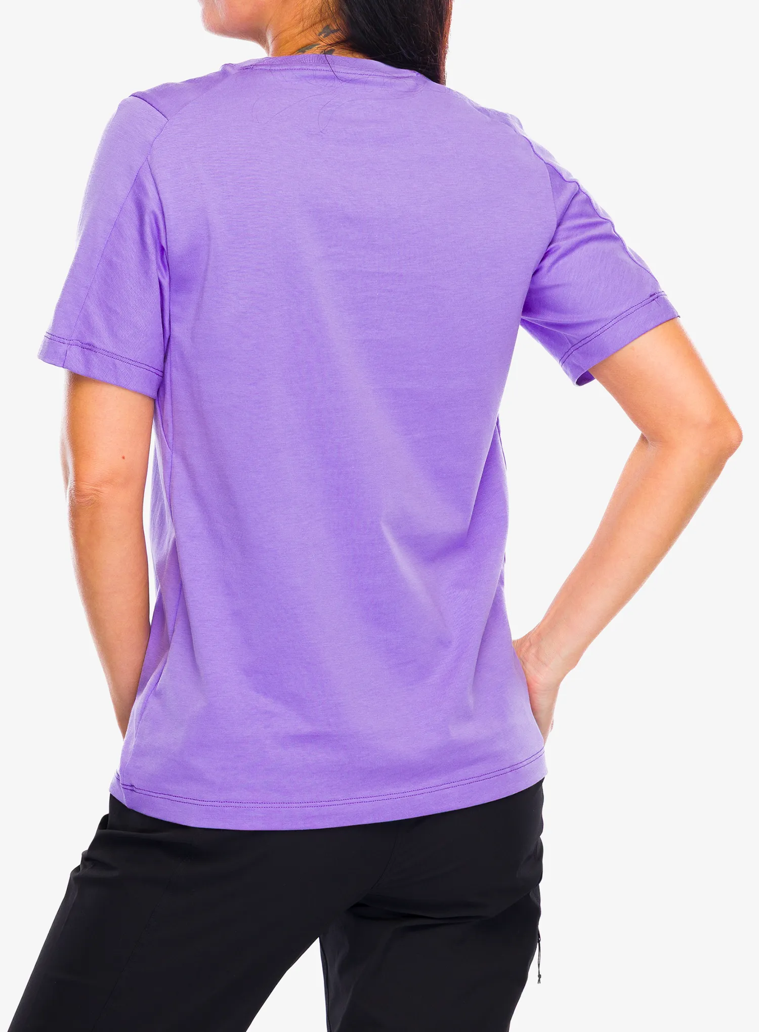 Ženska bombažna majica Arcteryx Kragg SL Cotton Emblem Crew SS - aster