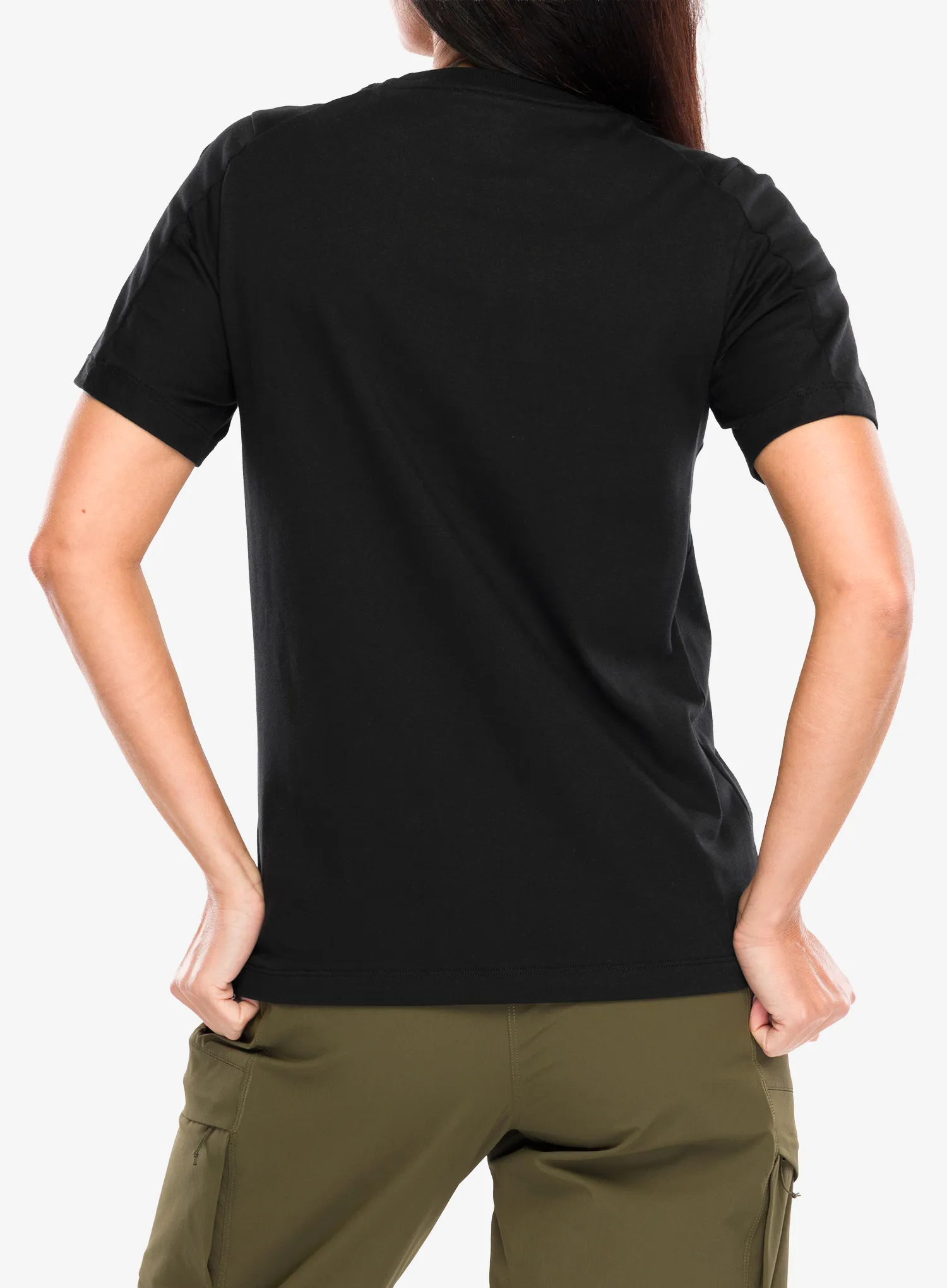 Ženska bombažna majica Arcteryx Kragg SL Cotton Emblem Crew SS - black