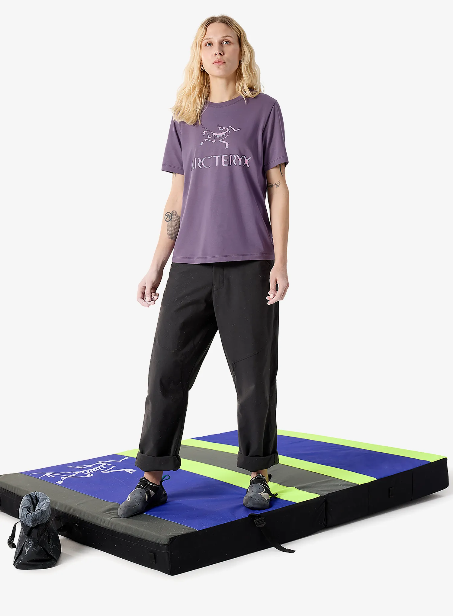 Ženska bombažna majica Arcteryx Kragg SL Cotton Heatmap Crew SS - lt moondrop