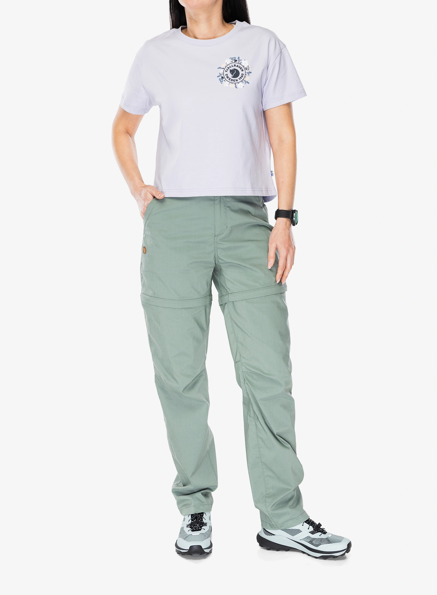 Ženska bombažna majica Fjallraven Fjallblomster Logo T-shirt - lavender mist