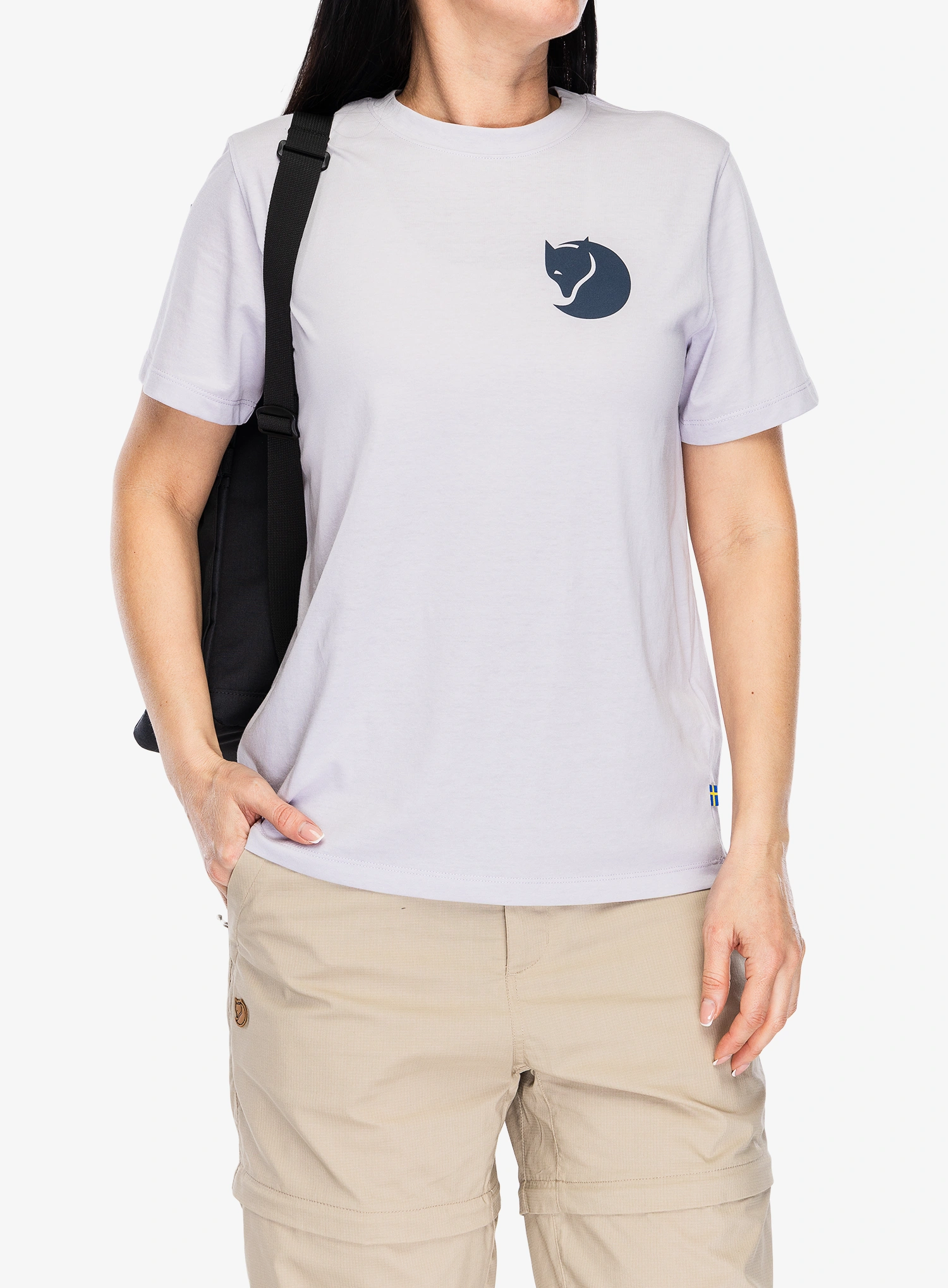 Ženska bombažna majica Fjallraven Fox Boxy Logo Tee - lavender mist