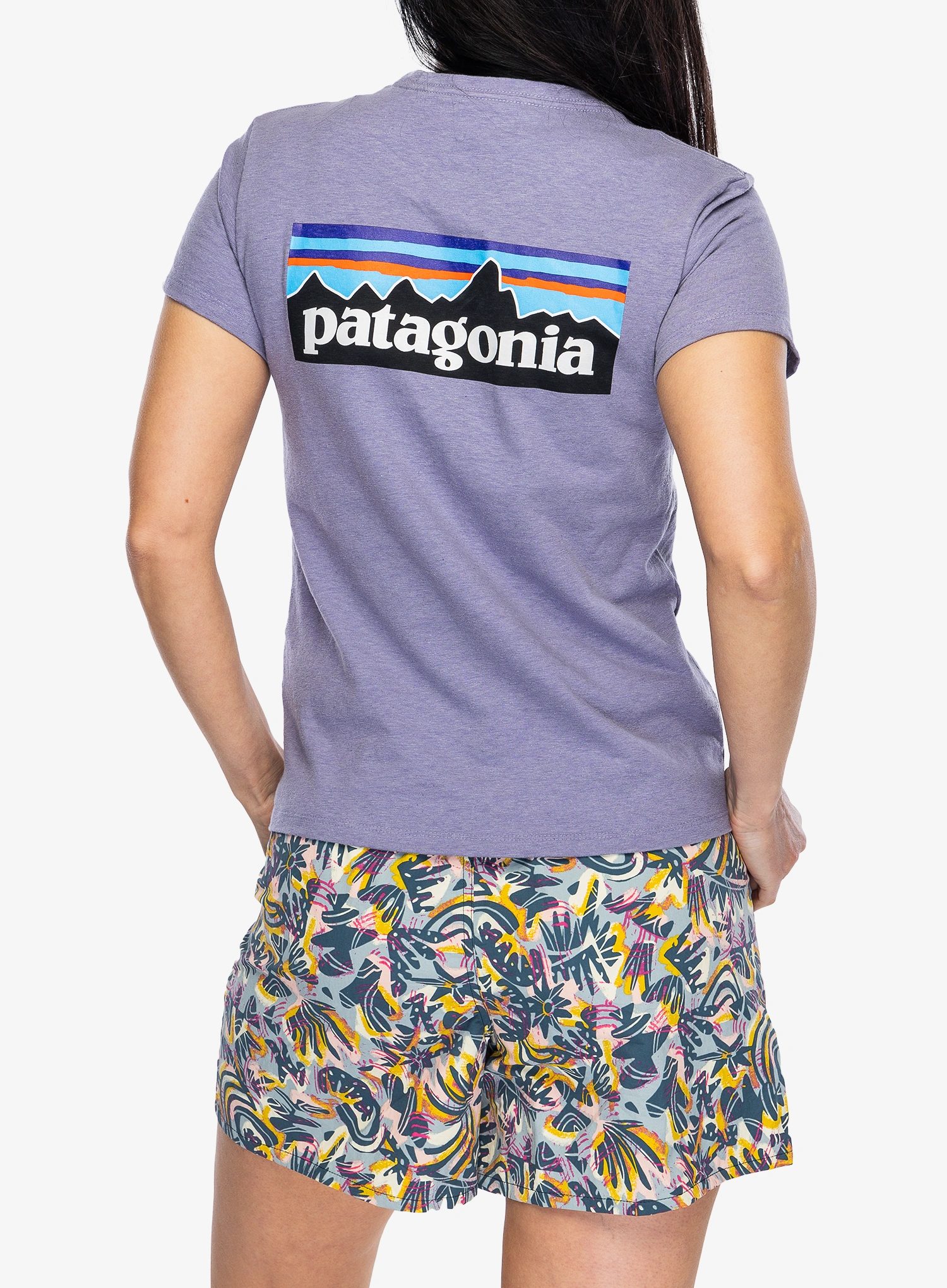 Ženska bombažna majica Patagonia P-6 Logo Responsibili-Tee - concrete purple