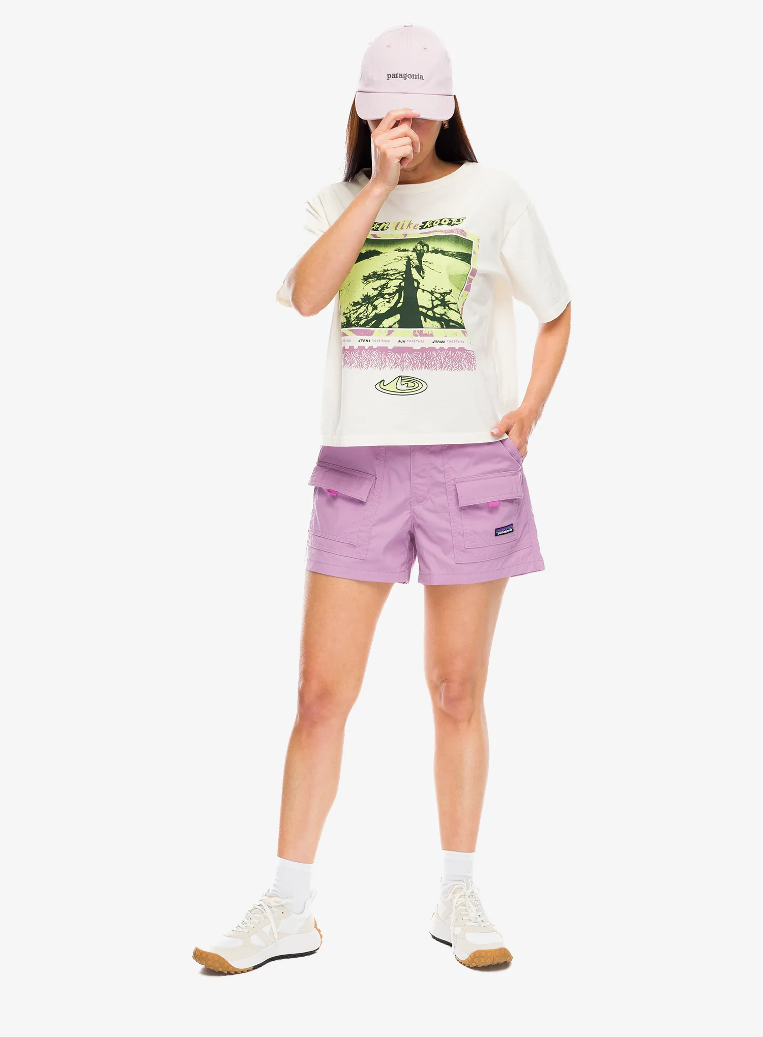 Ženska bombažna majica Patagonia Run Like Roots Easy Cut T-Shirt - undyed natural