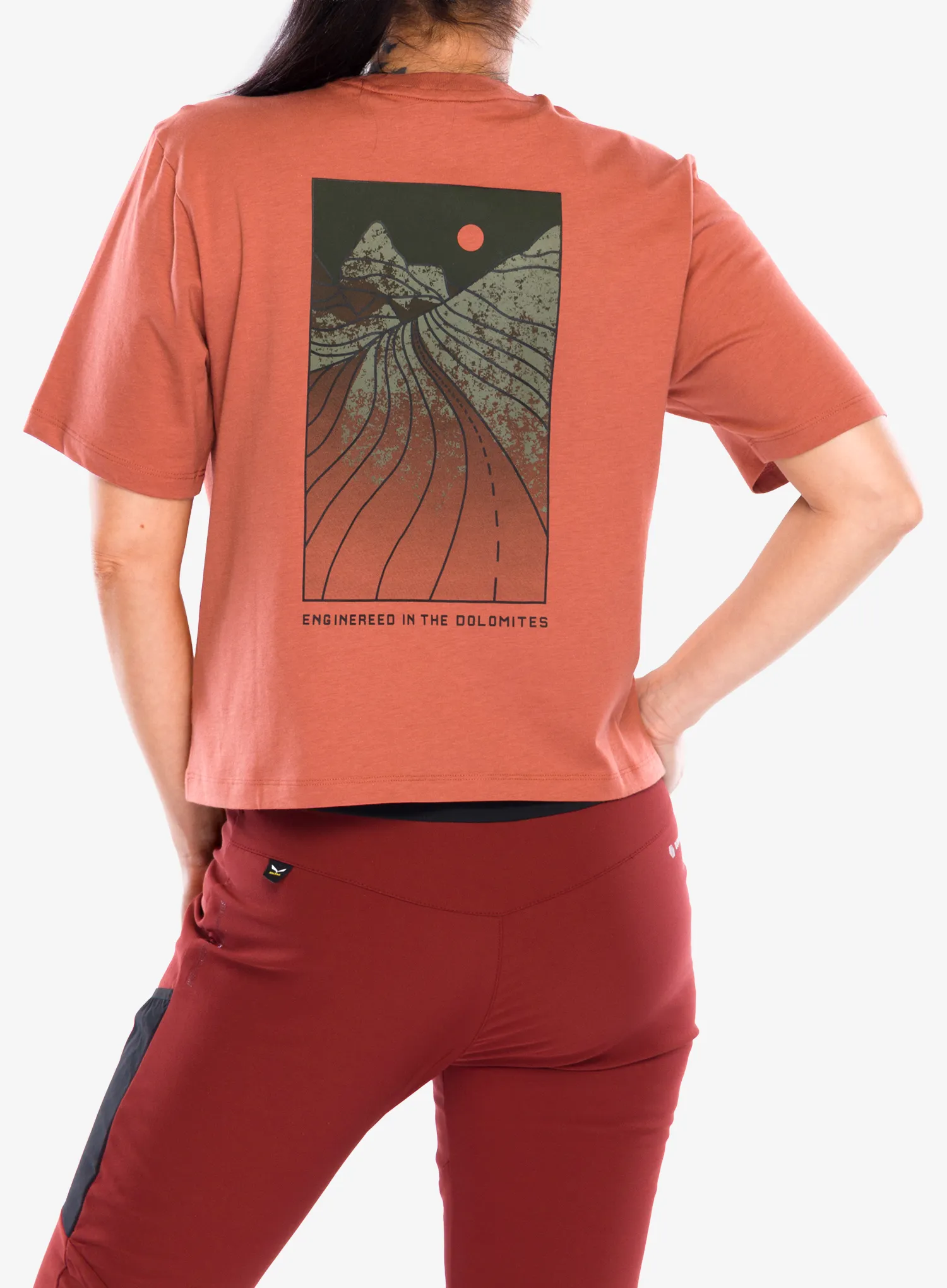 Ženska bombažna majica Salewa Eagle Sunset Loose T-Shirt - etruscan red