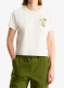 Ženska bombažna majica The North Face Flora Embro Regular Short Sleeve Tee - white dune