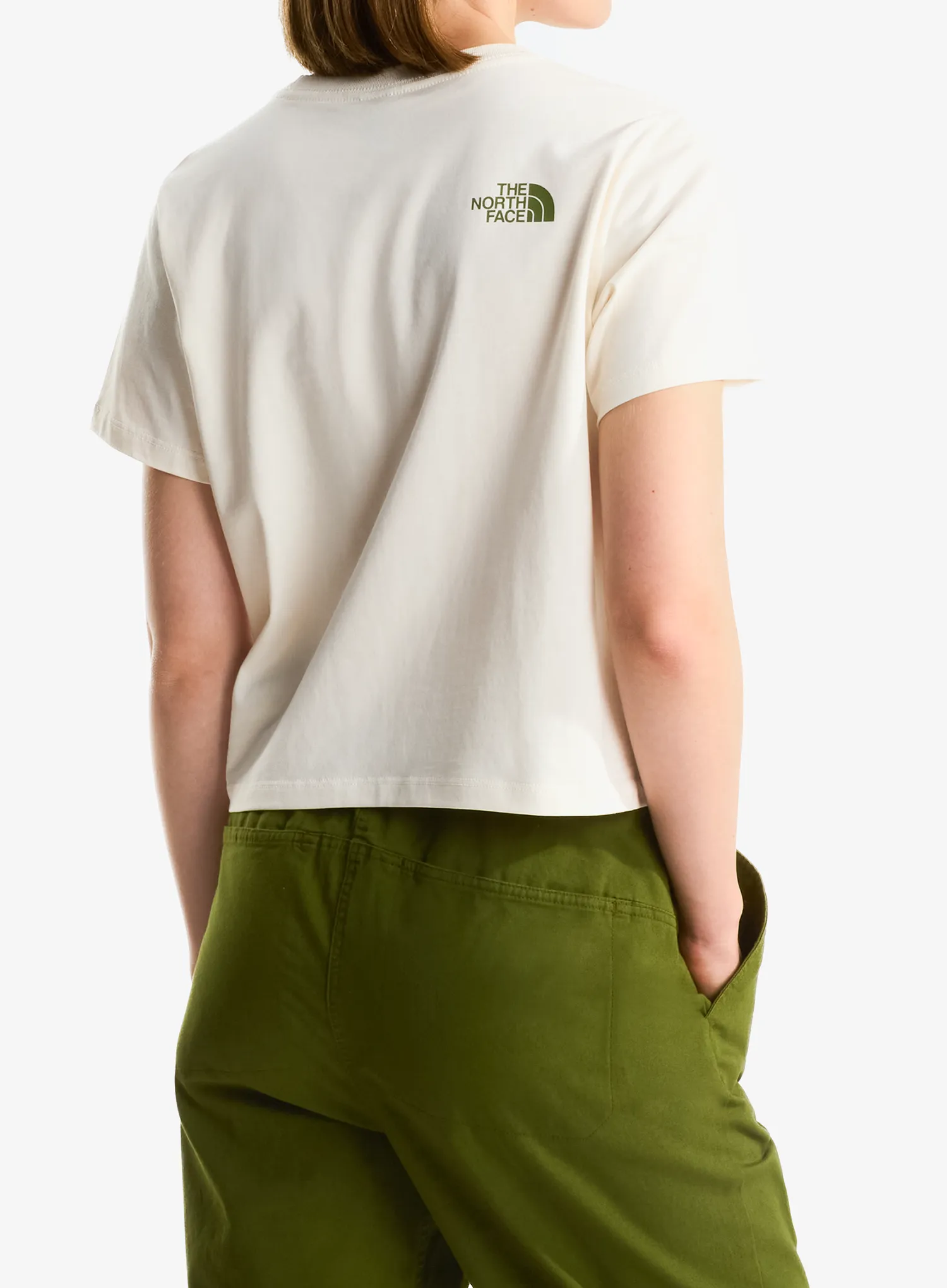 Ženska bombažna majica The North Face Flora Embro Regular Short Sleeve Tee - white dune
