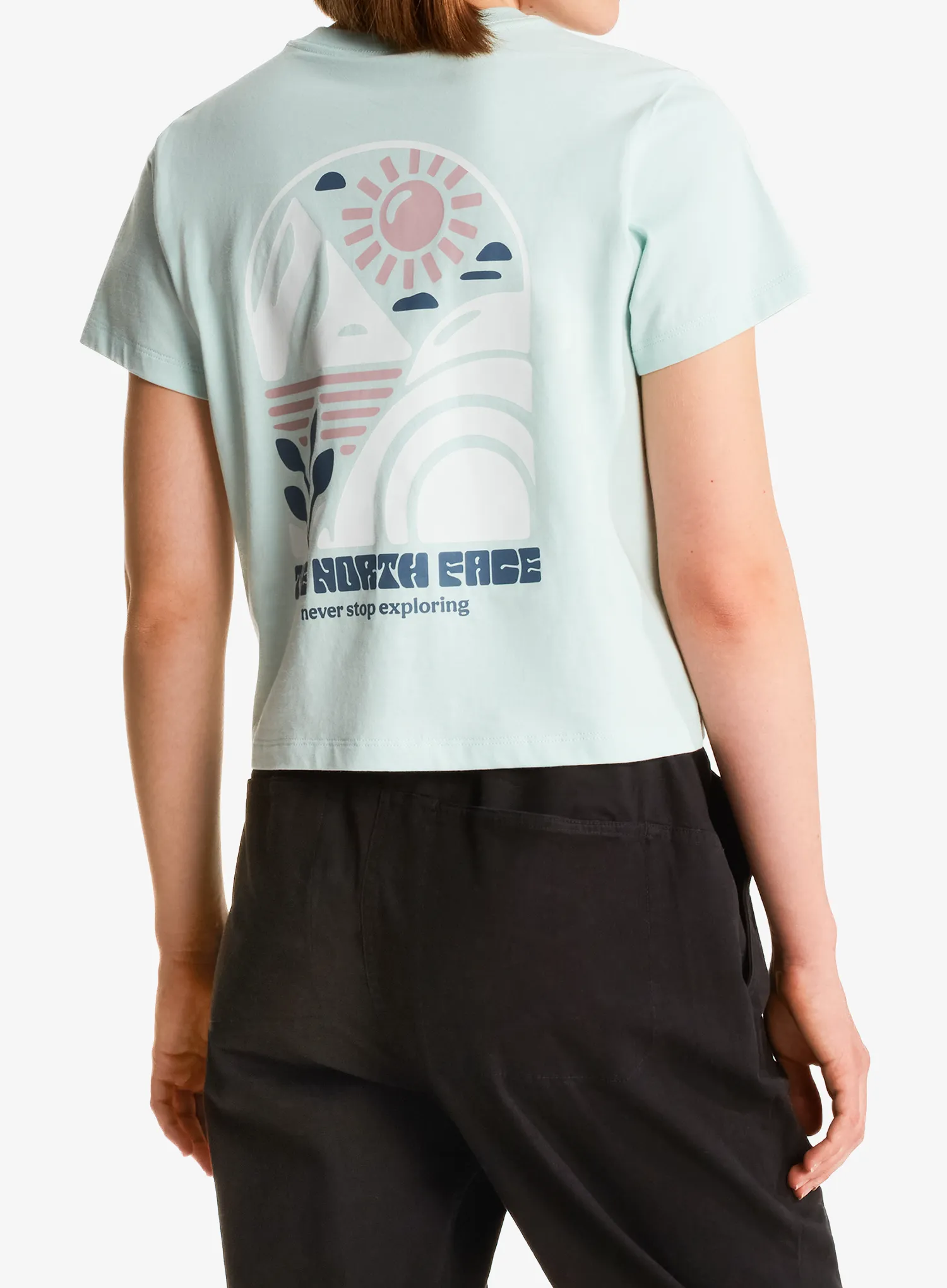 Ženska bombažna majica The North Face Sun Regular SS Cutie Tee - opal frost