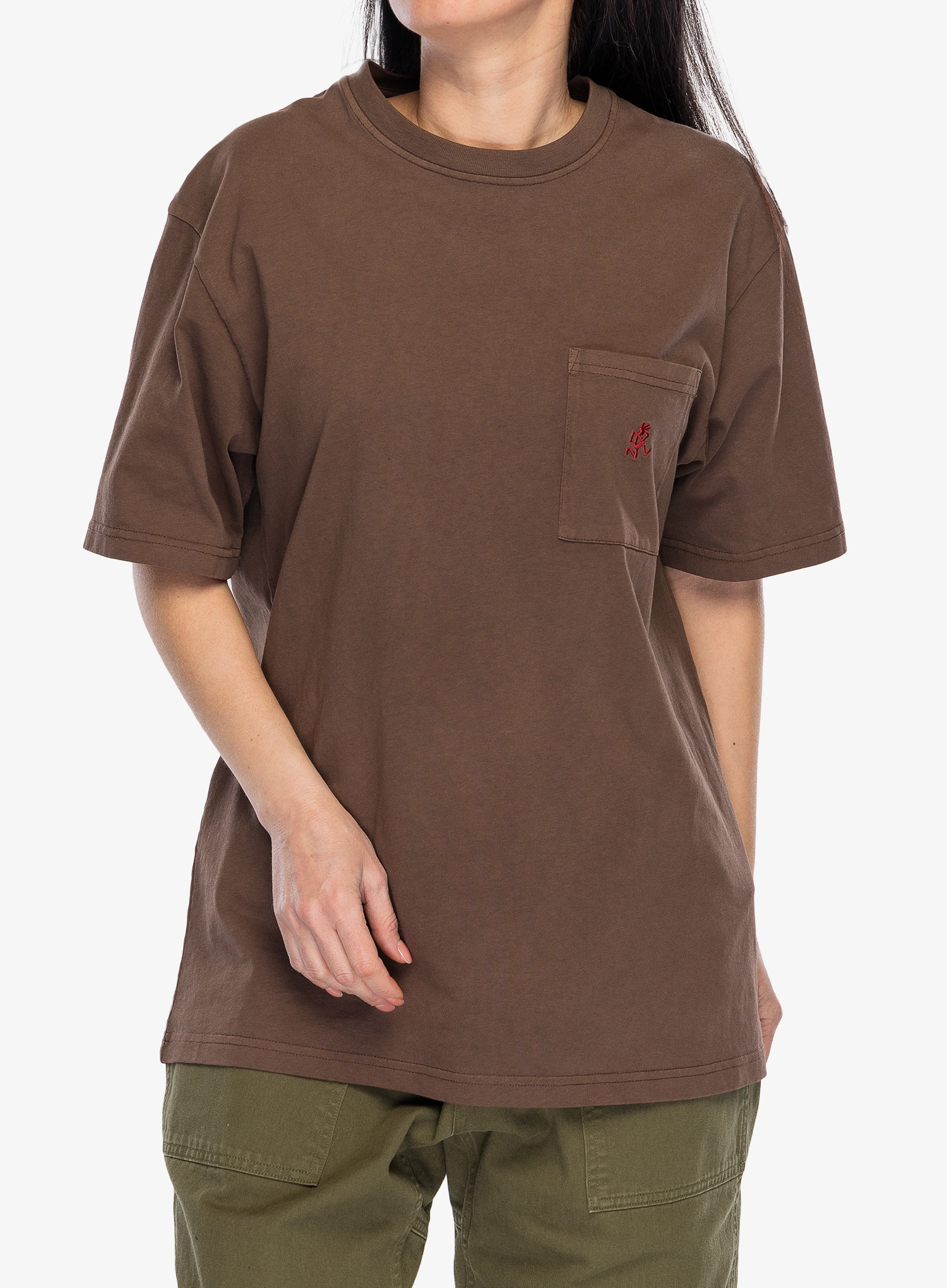 Bombažna majica Gramicci One Point Tee Pigment Dyed - brown pigment