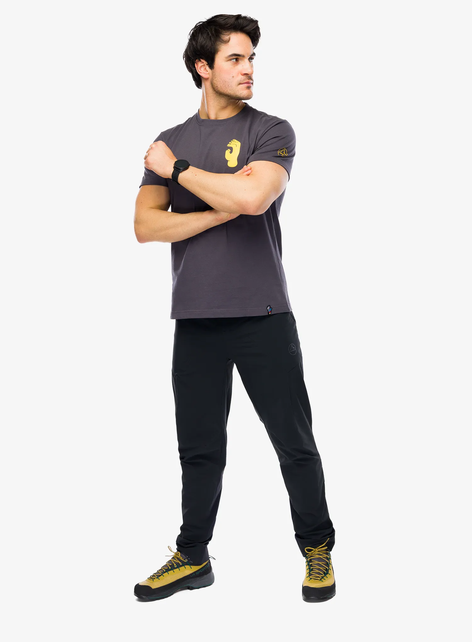 Bombažna majica La Sportiva Crimp - onyx/yellow