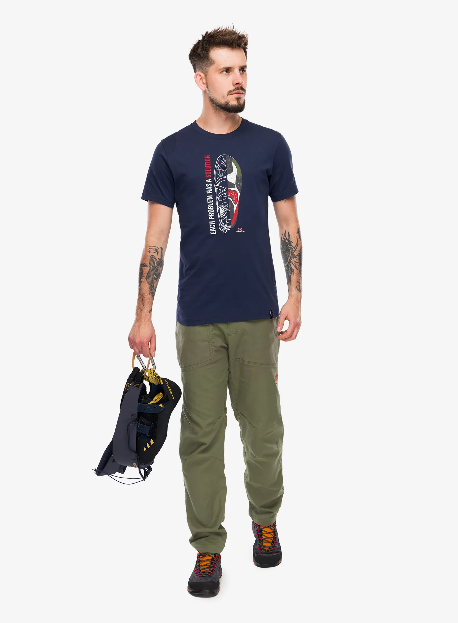 Bombažna majica La Sportiva Solution T-Shirt - night sky/mountain red