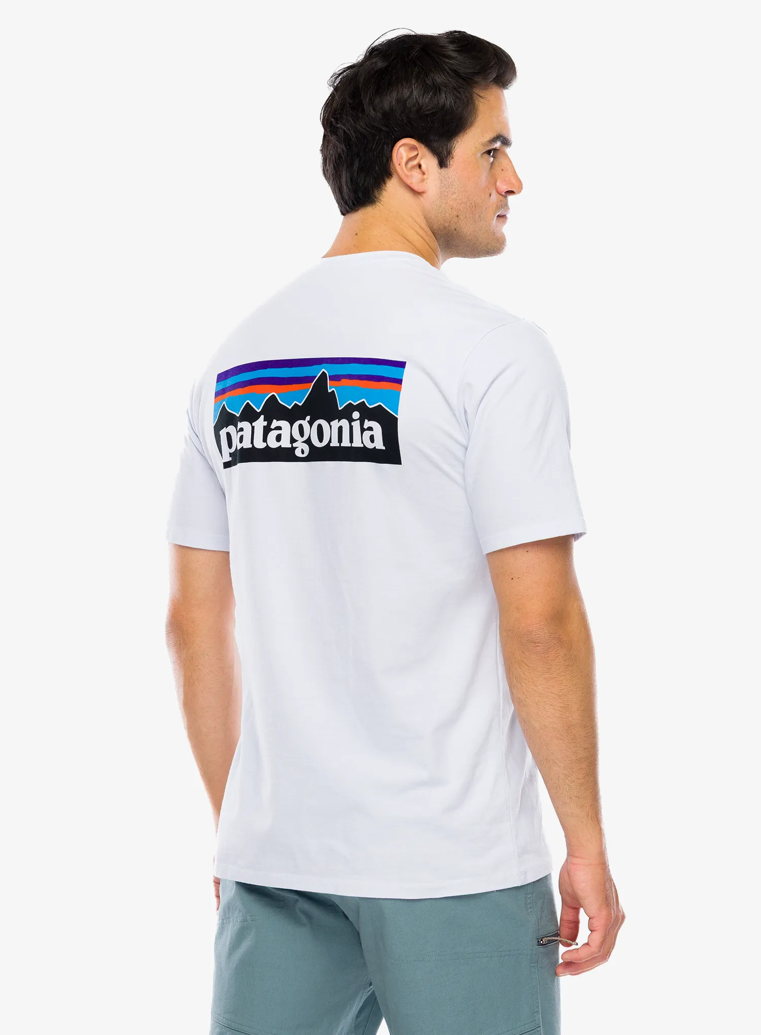 Bombažna majica Patagonia P-6 Logo Responsibili-Tee - white