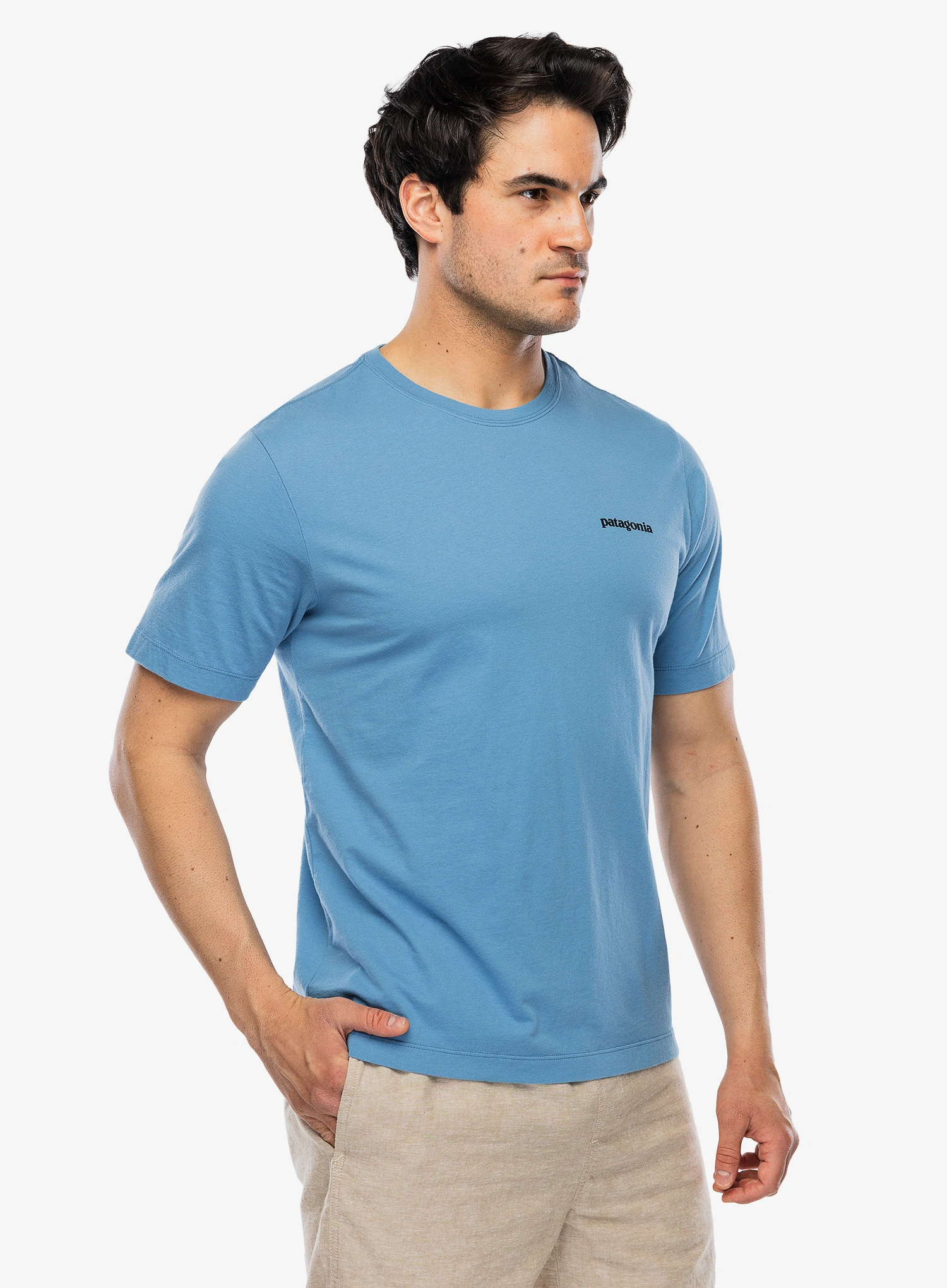 Bombažna majica Patagonia P-6 Logo T-Shirt - shore blue