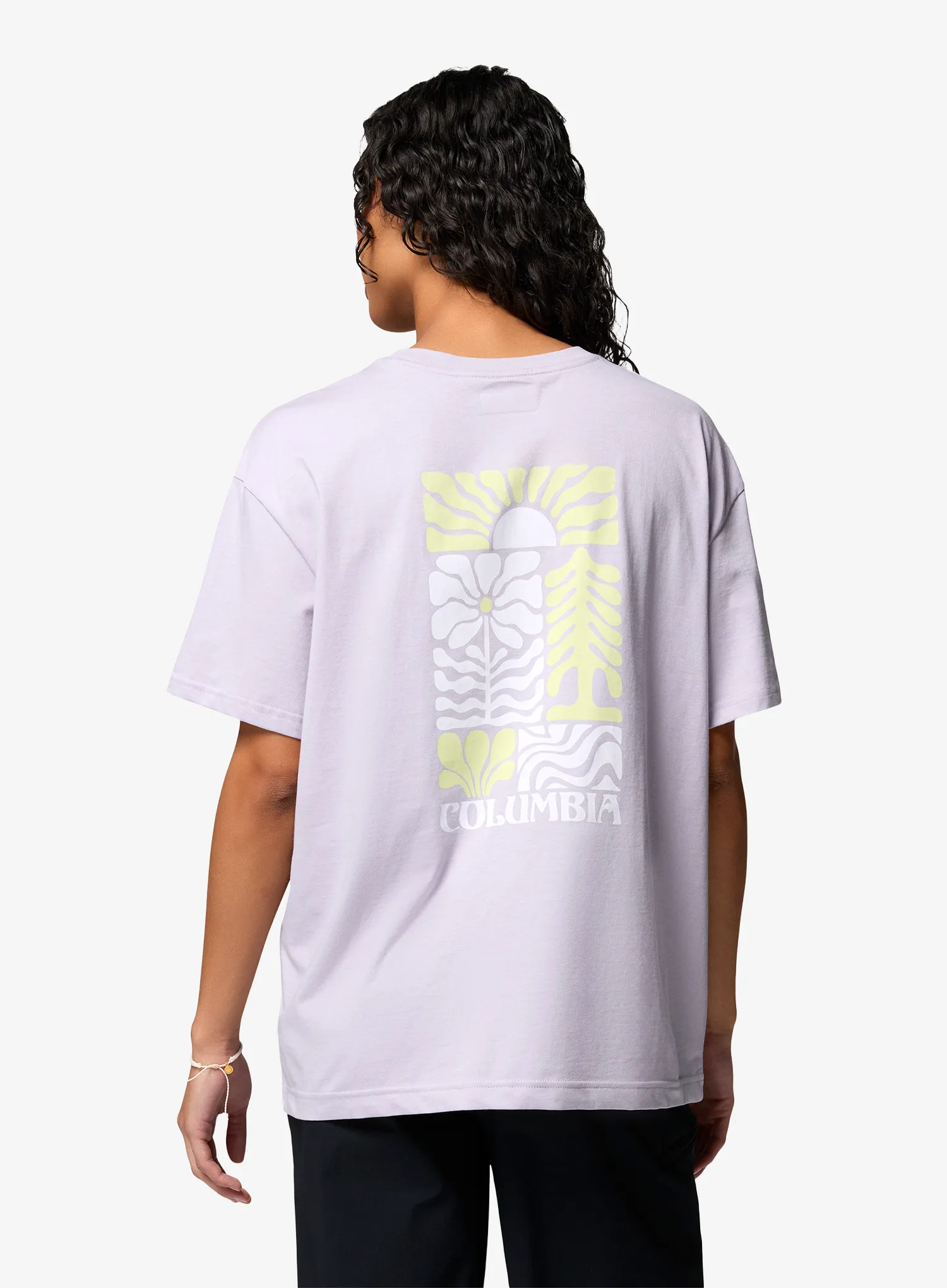 Ženska majica Columbia Rolling Bend Graphic Oversized Tee - lavender pearl/floral groove