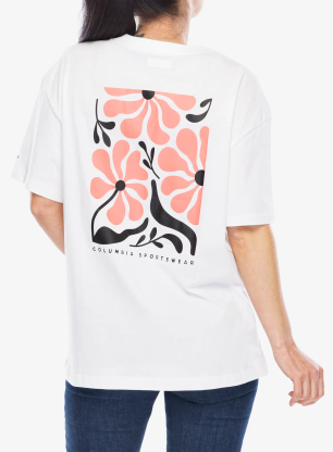 Ženska majica Columbia Rolling Bend Graphic Oversized Tee - white/floral fun