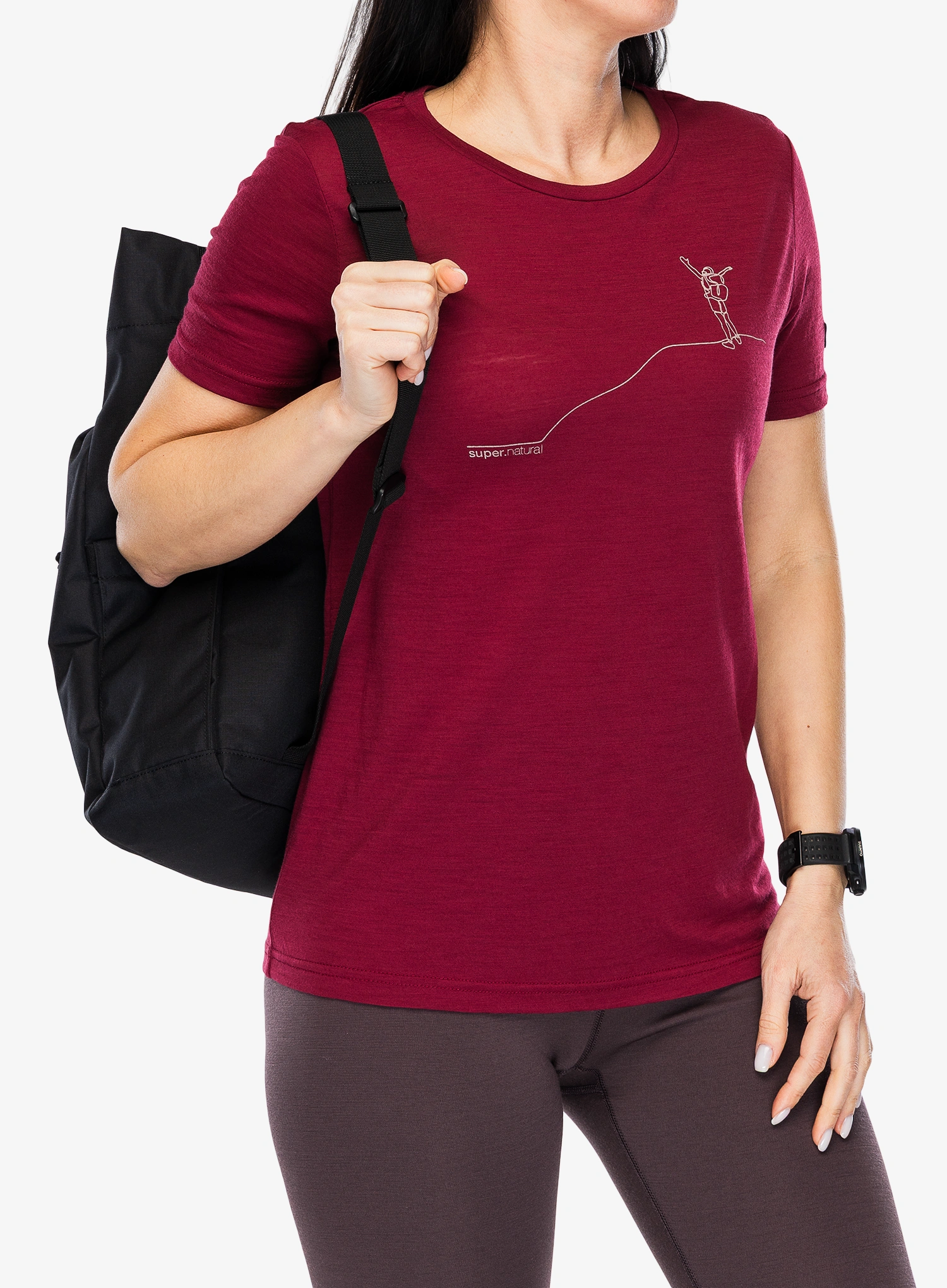 Ženska majica Super.natural Berggluck Tee - beet red/feather grey