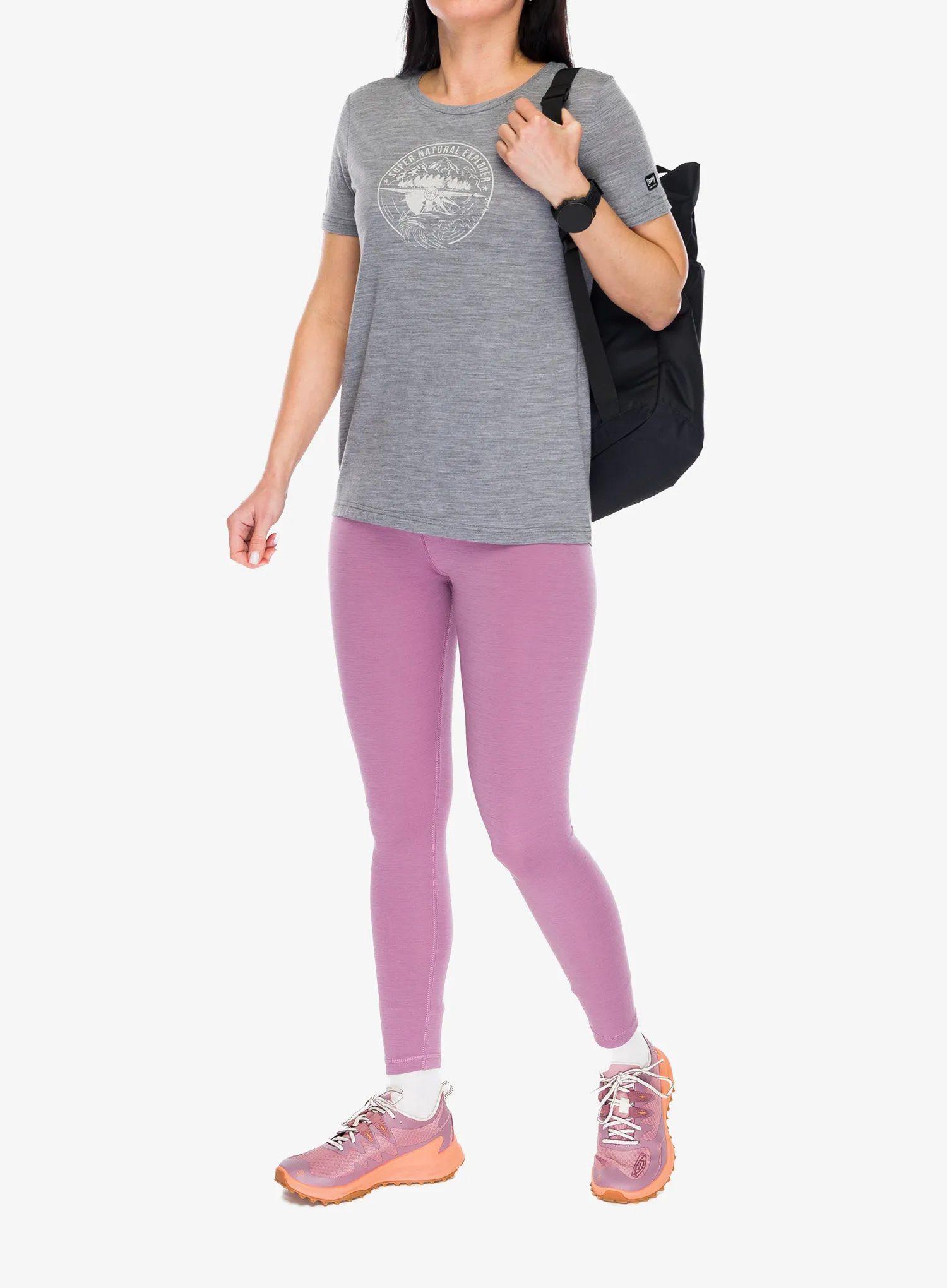 Ženska majica Super.natural Exploring TEE - cashmere grey mel/wht stone