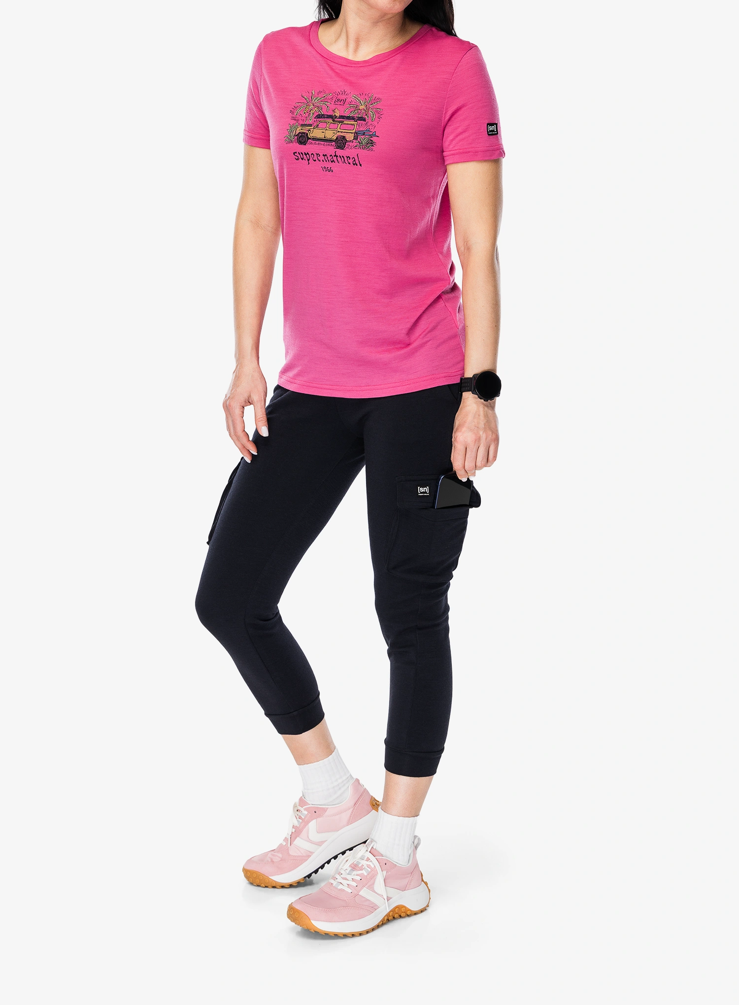 Ženska majica Super.natural Tropicar Tee - pinky rose/various