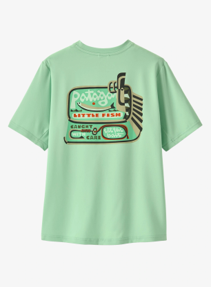 Otroška majica Patagonia Cap SW T-Shirt - little fish/rinsed green