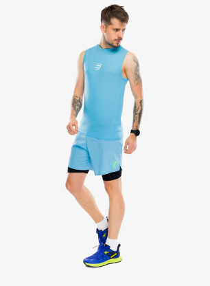Majica za tek Compressport Trail Racing Tank - norse blue
