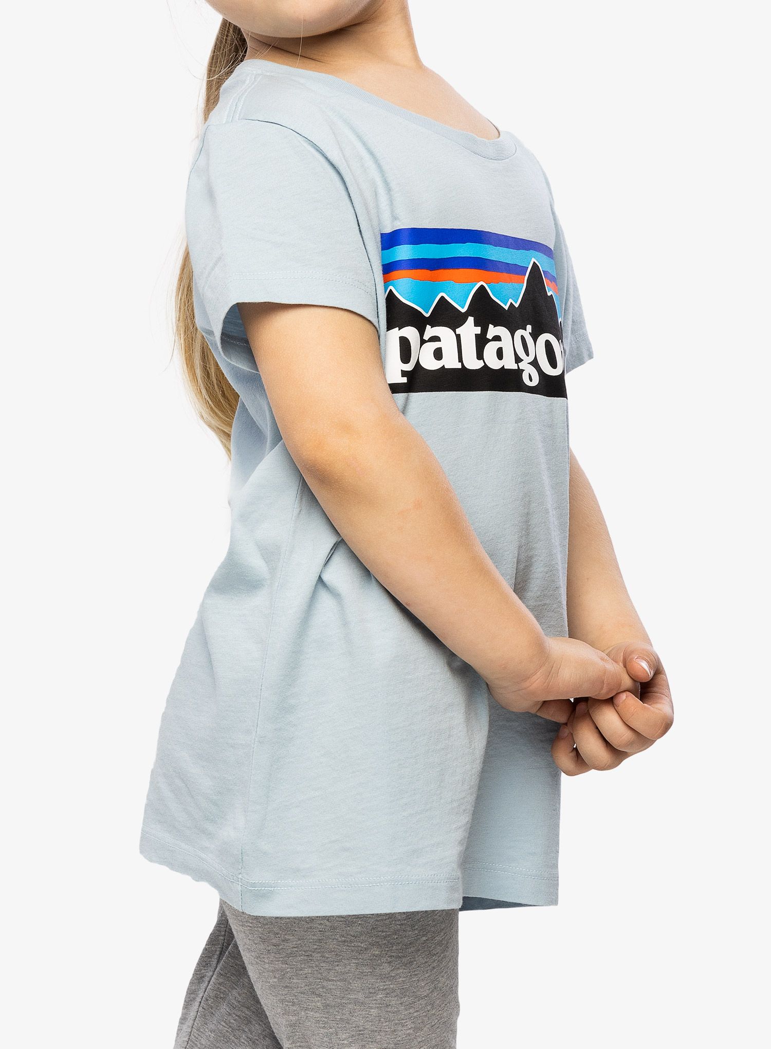 Dekliška majica Patagonia Regenerative Organic Certified Cotton P-6 Logo T-Shirt - steam blue
