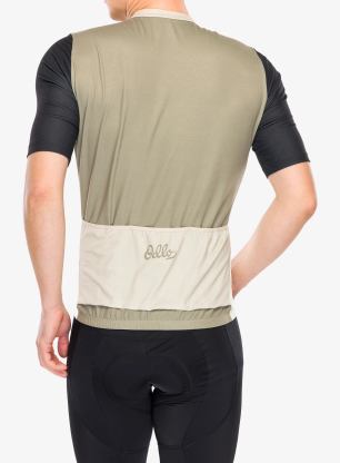 Kolesarska majica Odlo Essential Heritage Print T-Shirt S/U Collar S/S Full Zip - agate gray