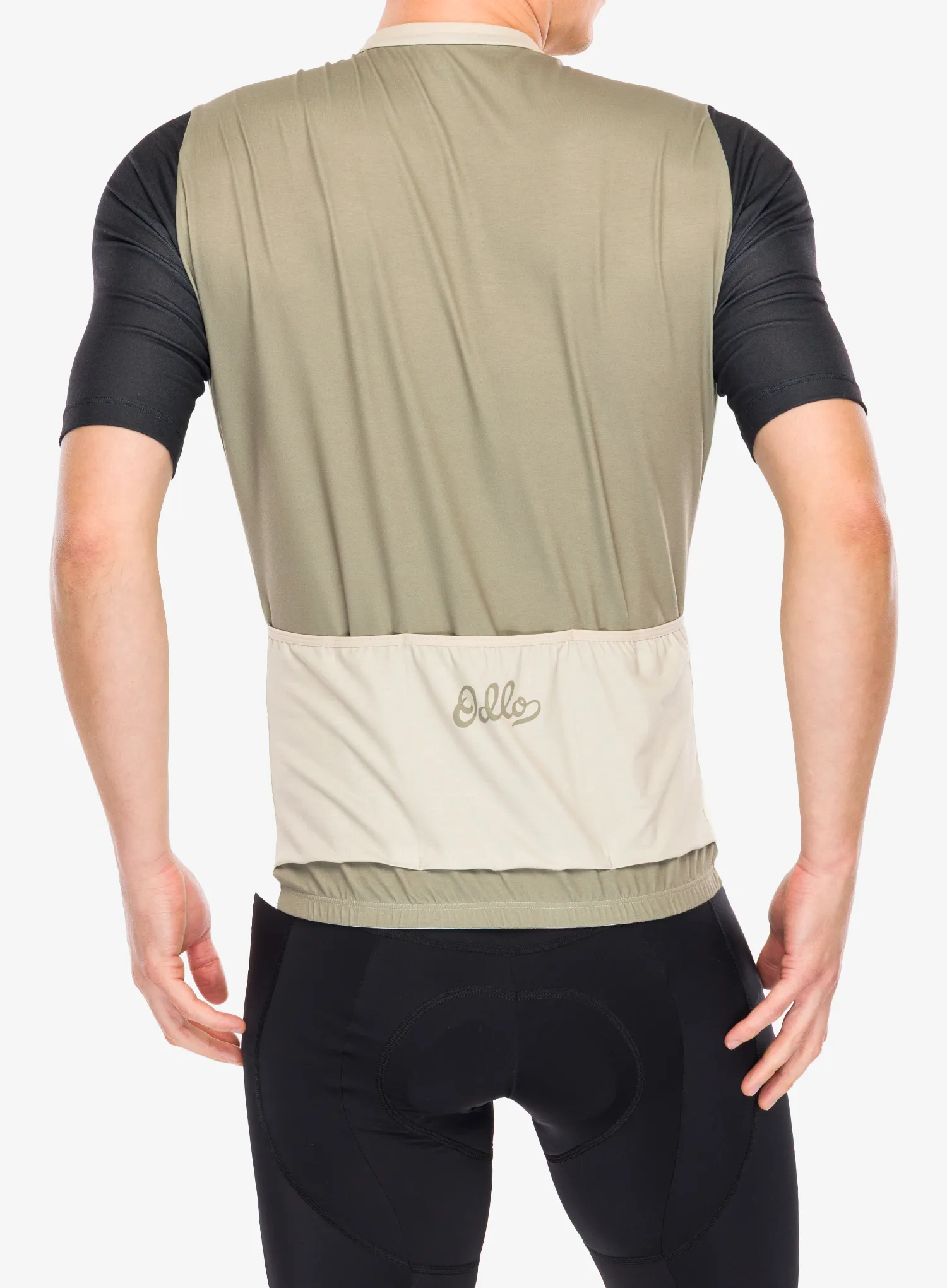 Kolesarska majica Odlo Essential Heritage Print T-Shirt S/U Collar S/S Full Zip - agate gray