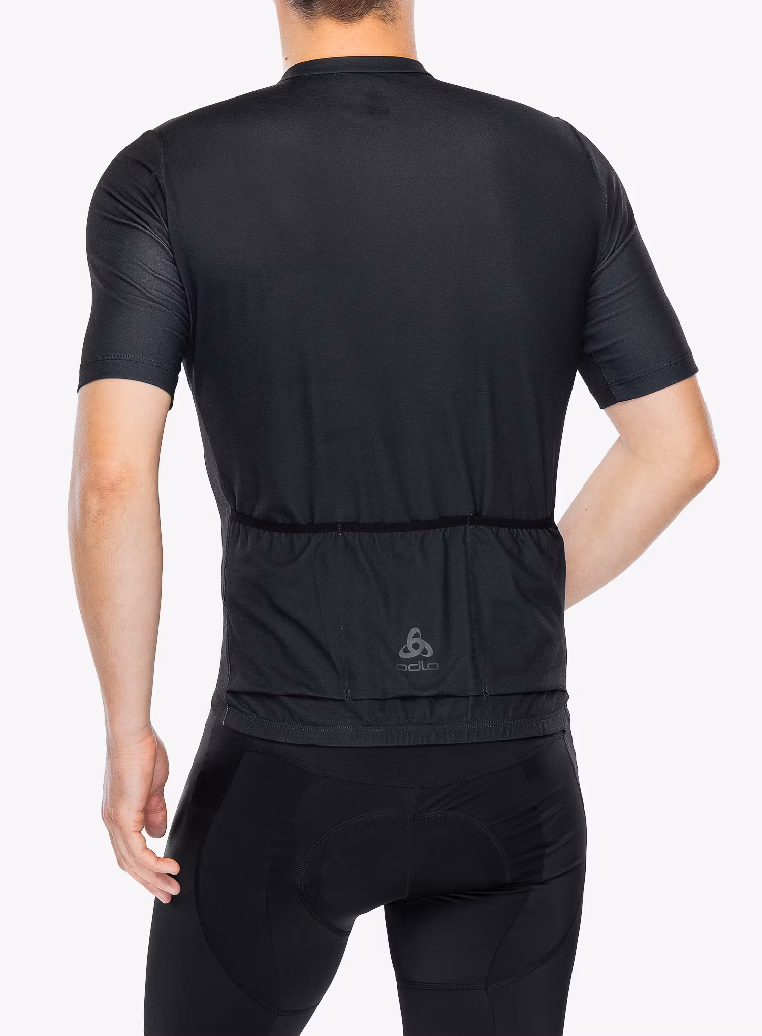 Kolesarska majica Odlo Essential T-Shirt S/U Collar S/S Full Zip - black