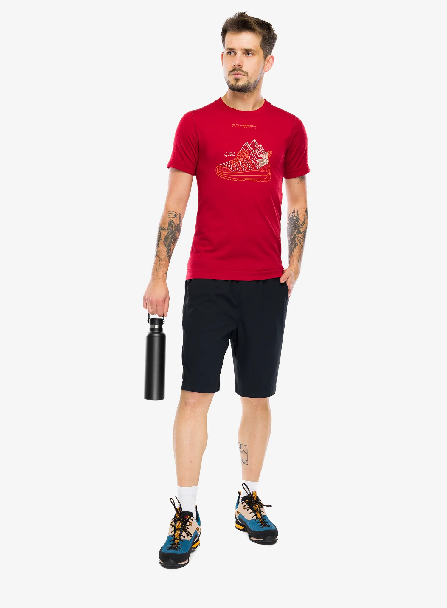 Merino majica Brubeck Outdoor Wool Pro SS - dark red