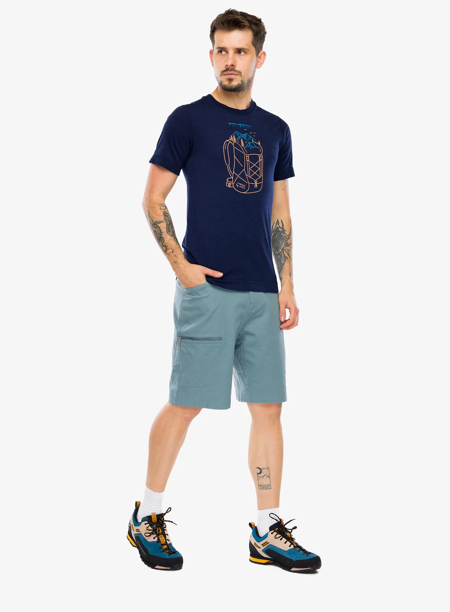 Merino majica Brubeck Outdoor Wool Pro SS - navy blue